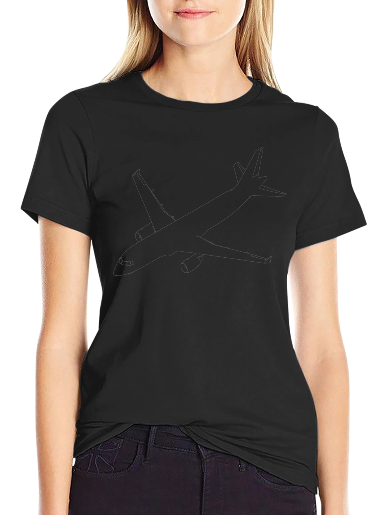 Black Airplane Graphic Tee - Unisex