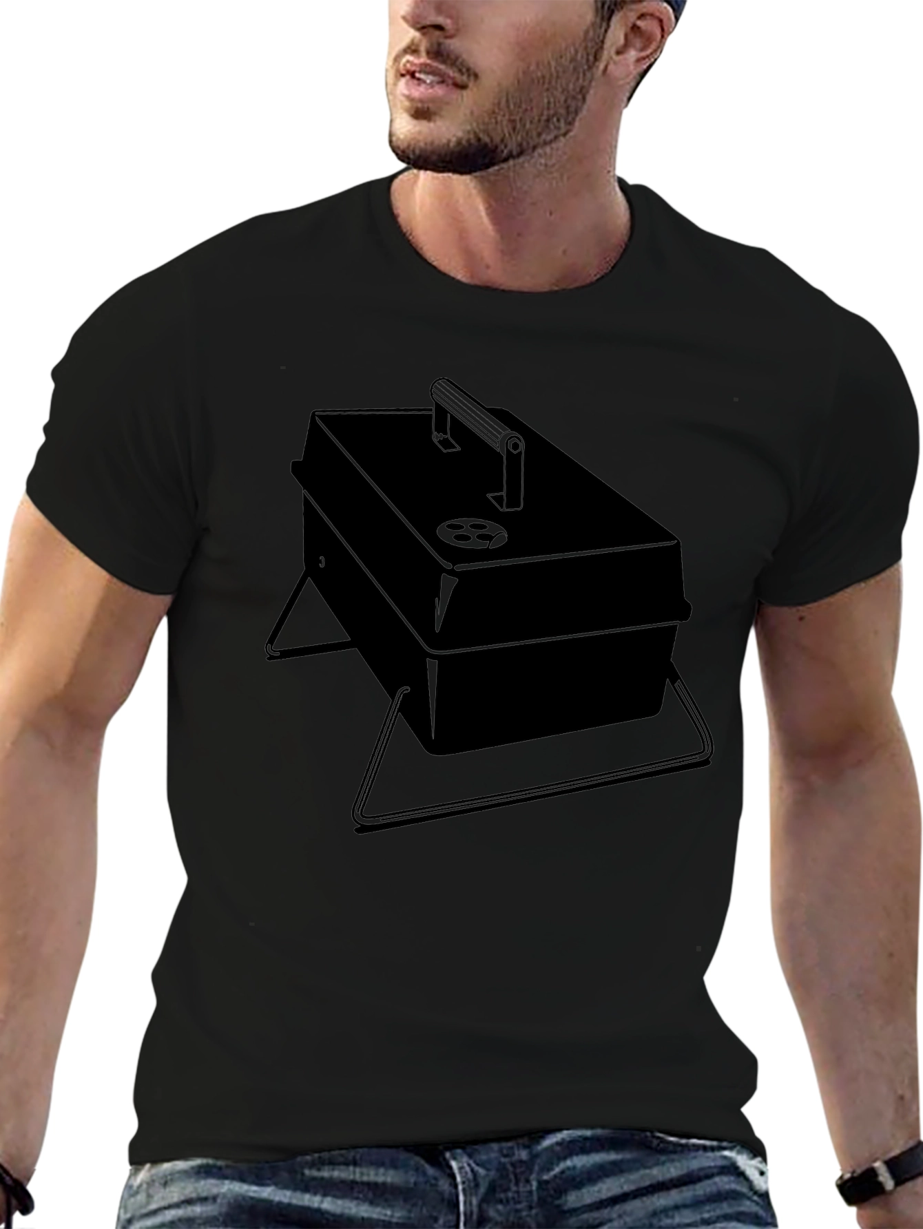 BBQ Grill Graphic Tee - Black Casual T-Shirt