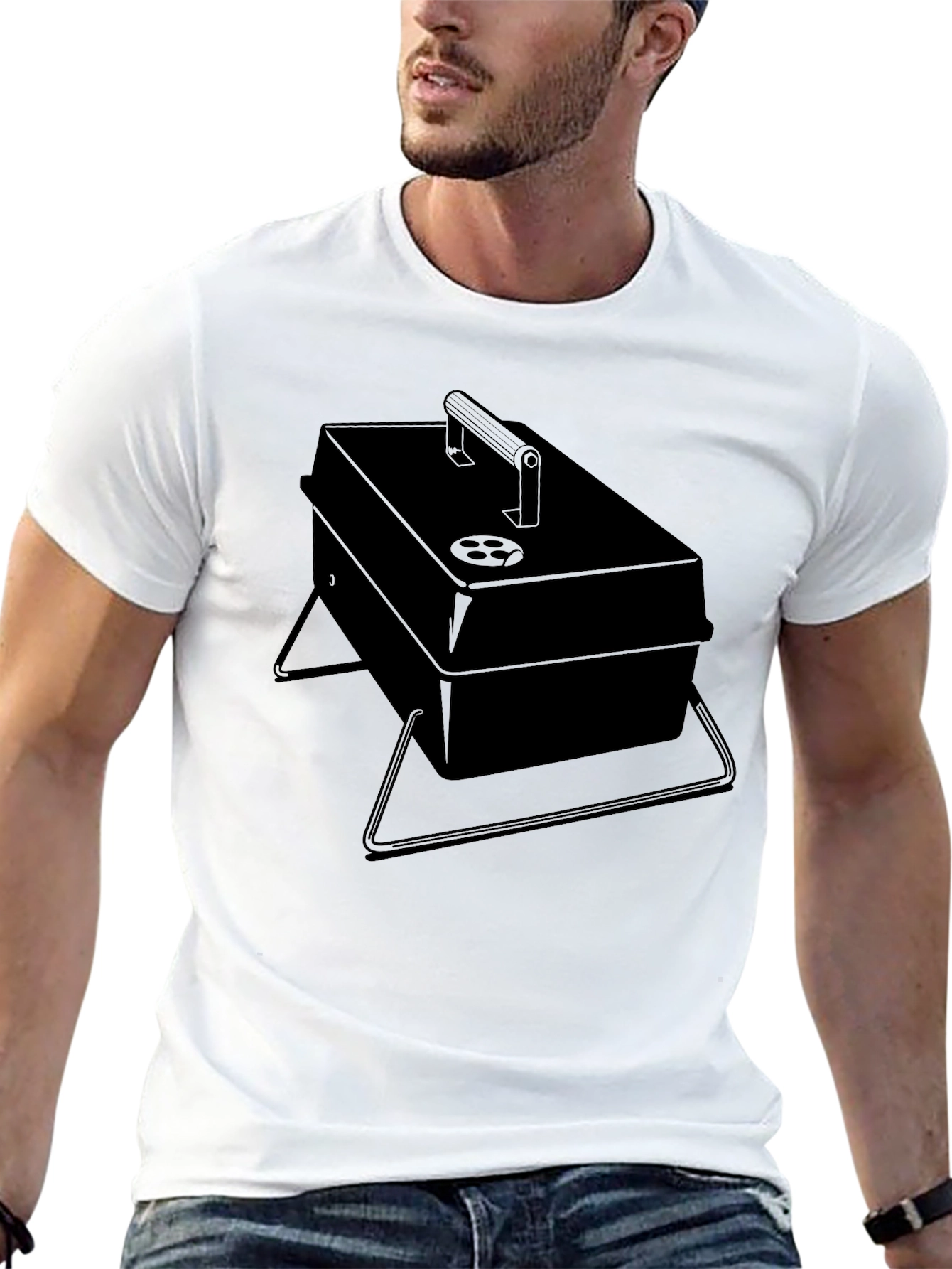 BBQ Grill Graphic Tee - Black Casual T-Shirt