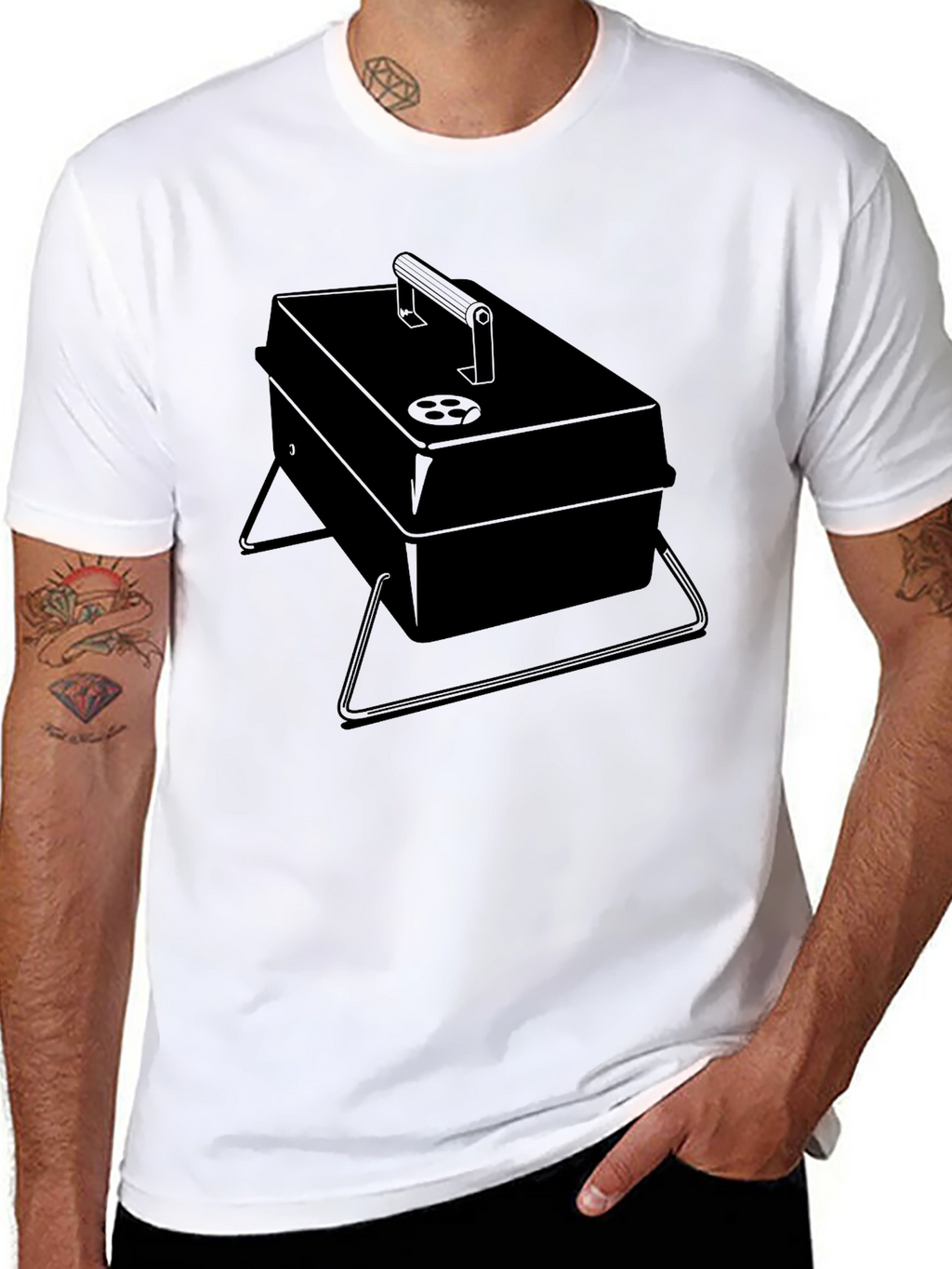 BBQ Grill Graphic Tee - Black Casual T-Shirt
