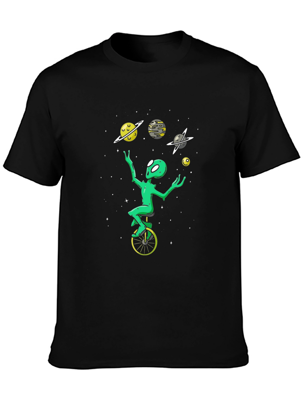 Alien Juggling Planets Graphic Tee