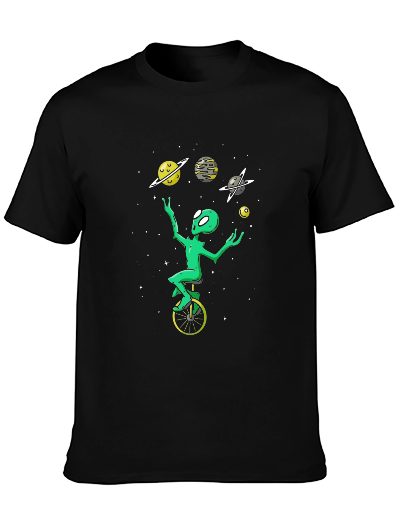 Alien Juggling Planets Graphic Tee