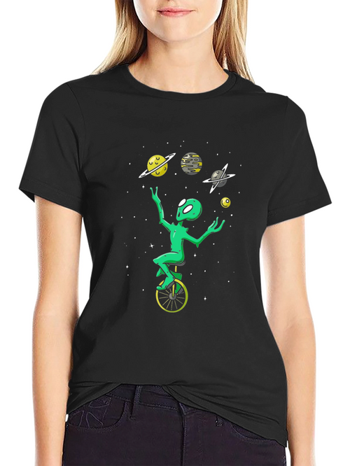 Alien Juggling Planets Graphic Tee