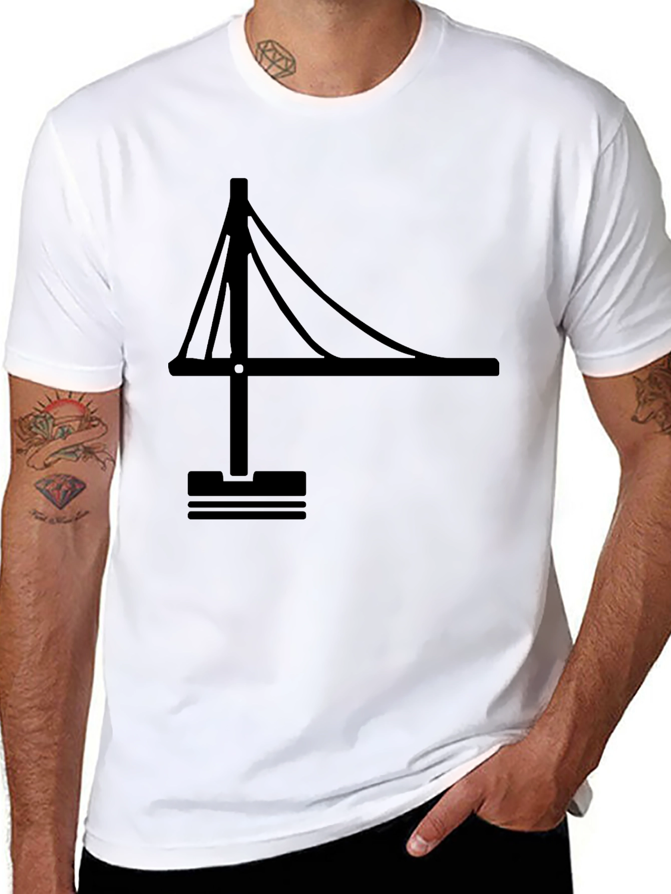Black Bridge Graphic Tee - Modern Minimalist Design