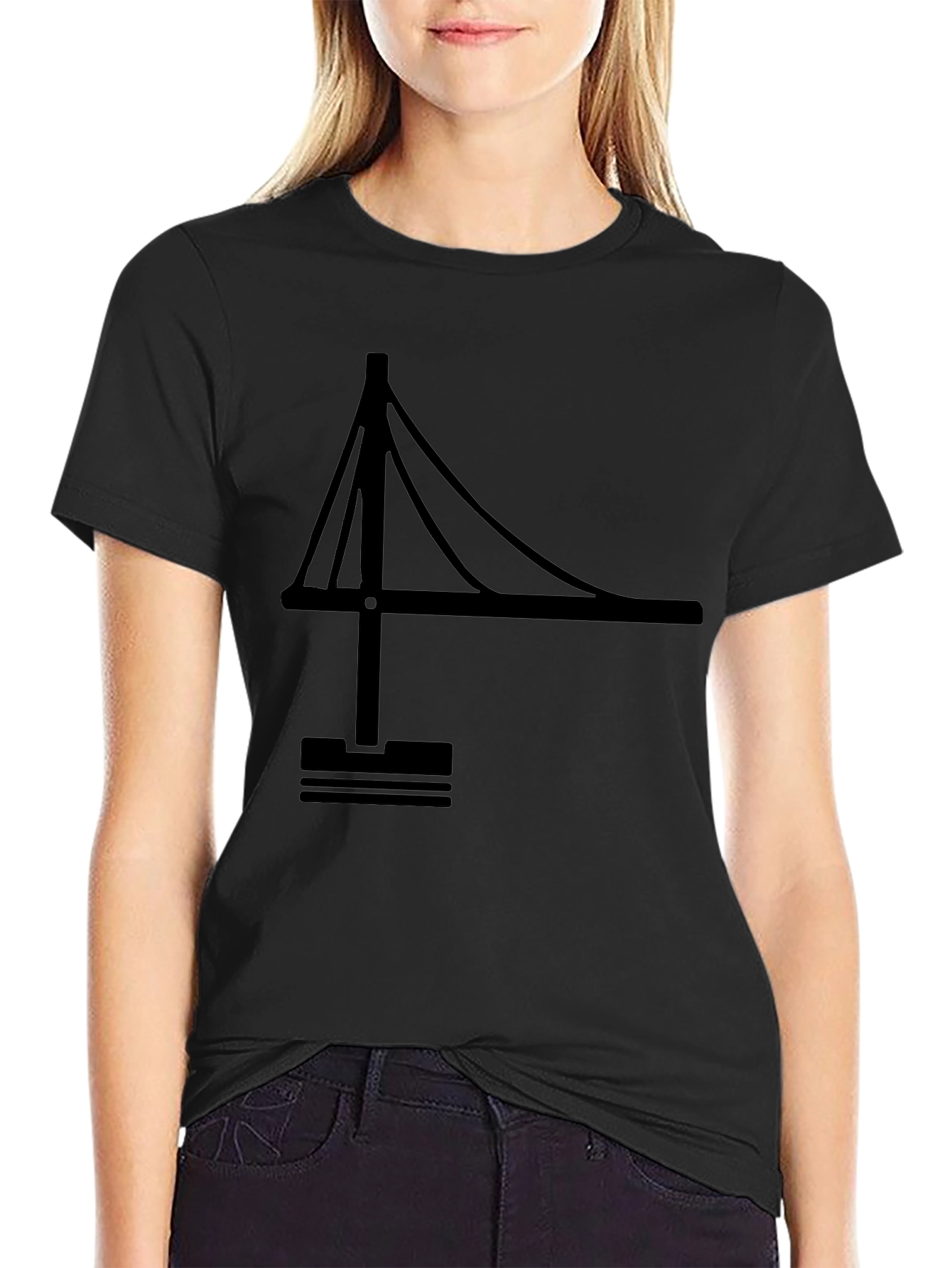 Black Bridge Graphic Tee - Modern Minimalist Design