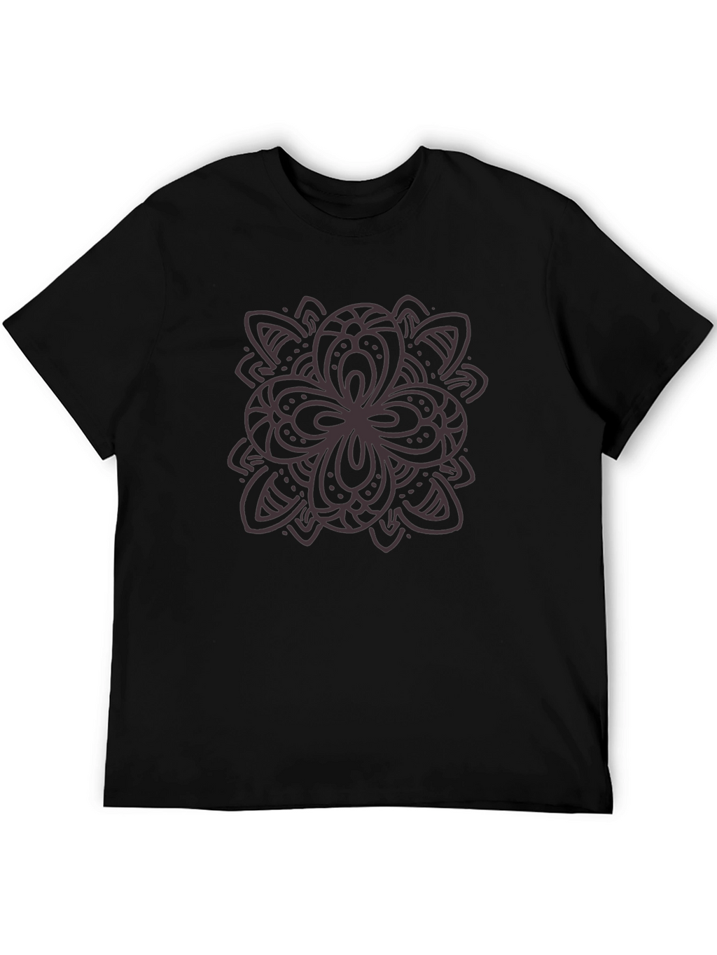 Black Graphic Tee - Floral Mandala Design