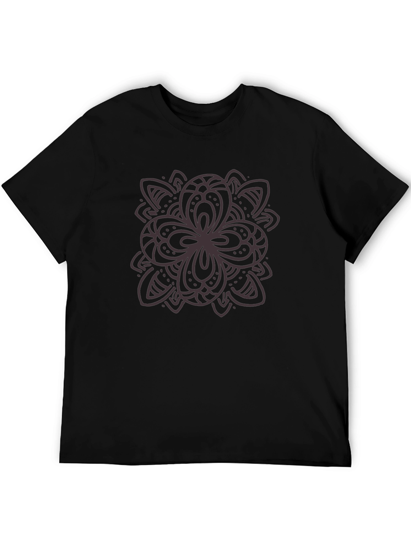 Black Graphic Tee - Floral Mandala Design