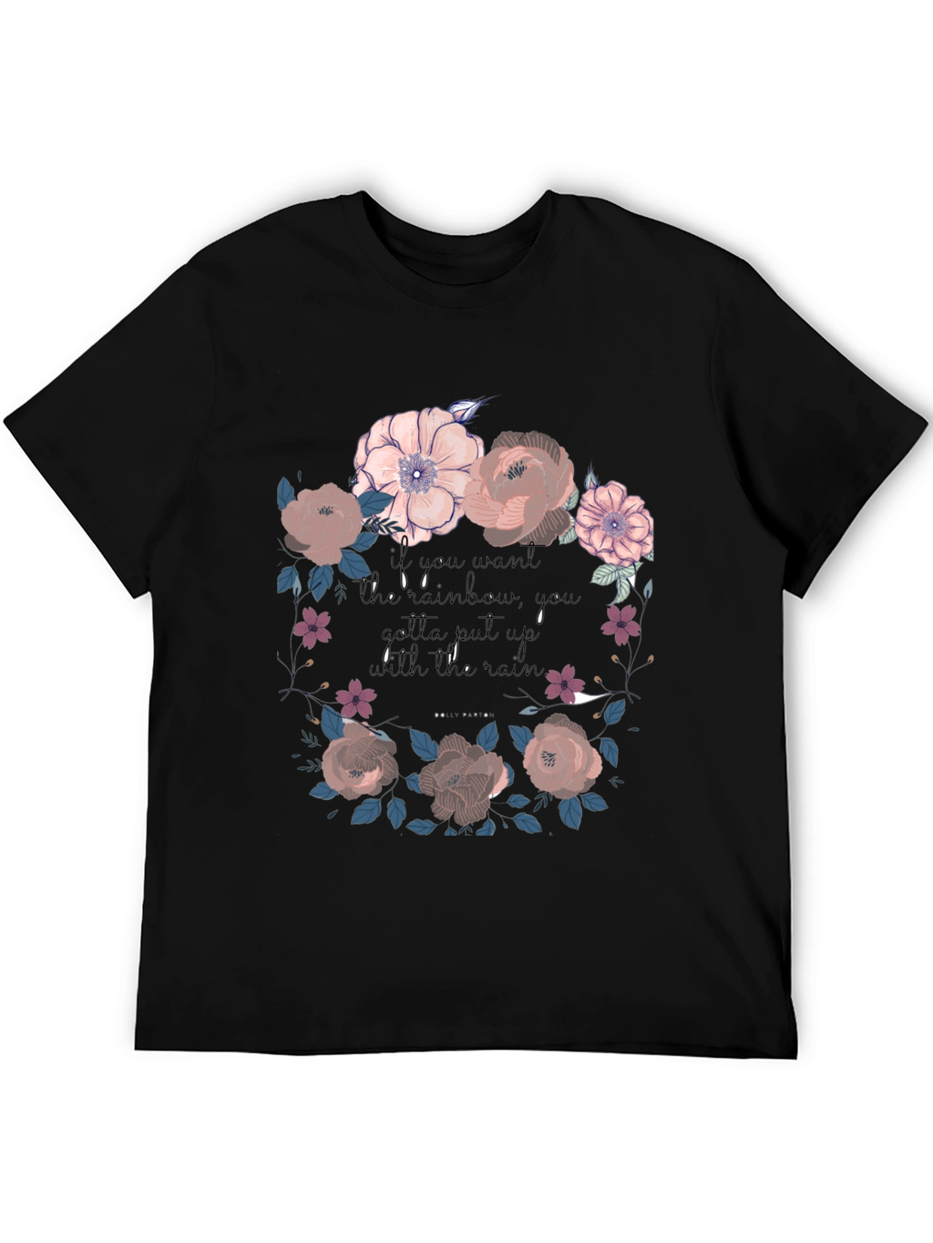 Floral Rainbow Graphic Tee - Unisex Black T-Shirt