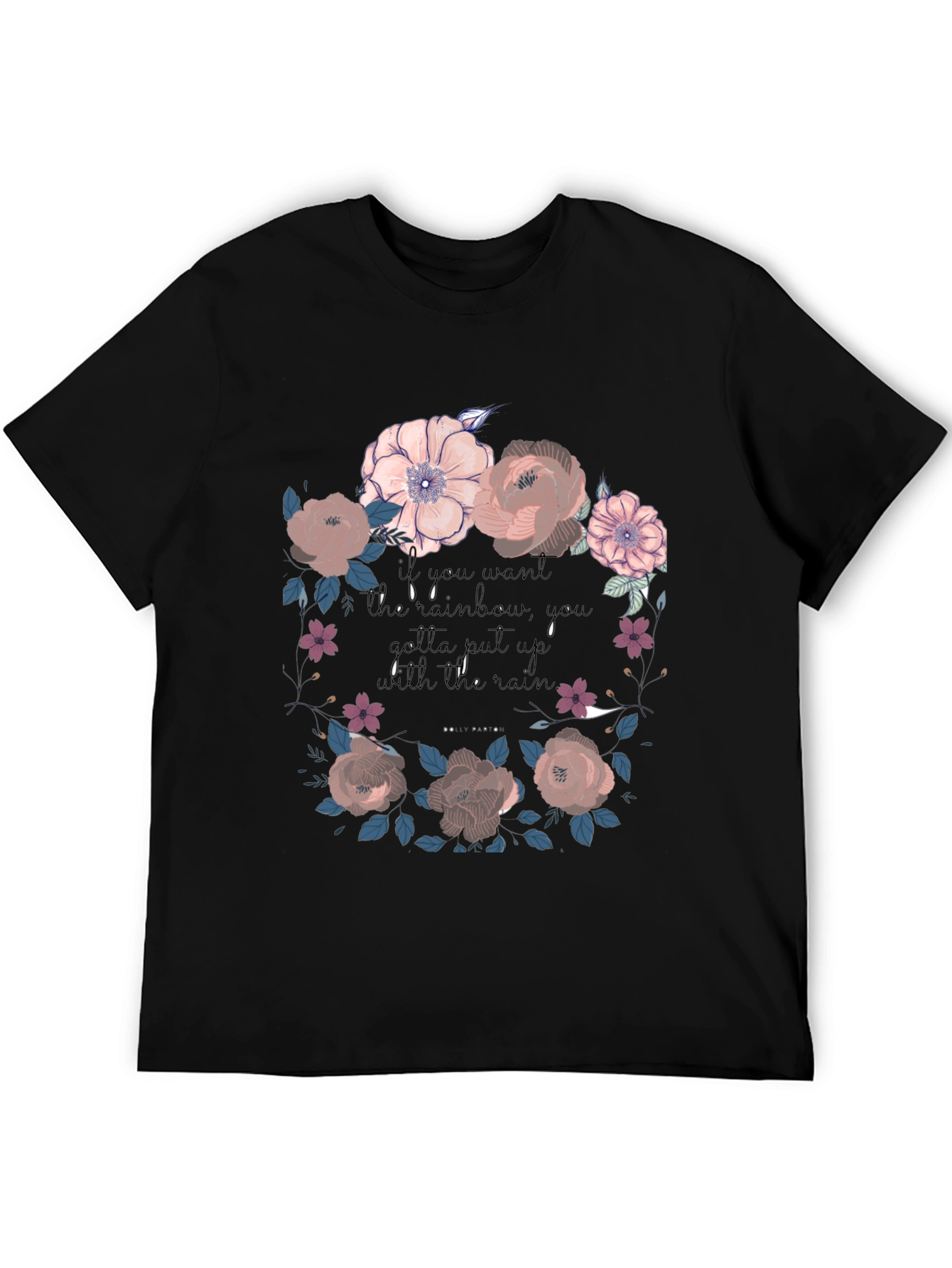 Floral Rainbow Graphic Tee - Unisex Black T-Shirt
