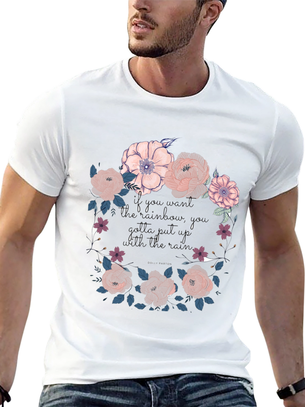 Floral Rainbow Graphic Tee - Unisex Black T-Shirt