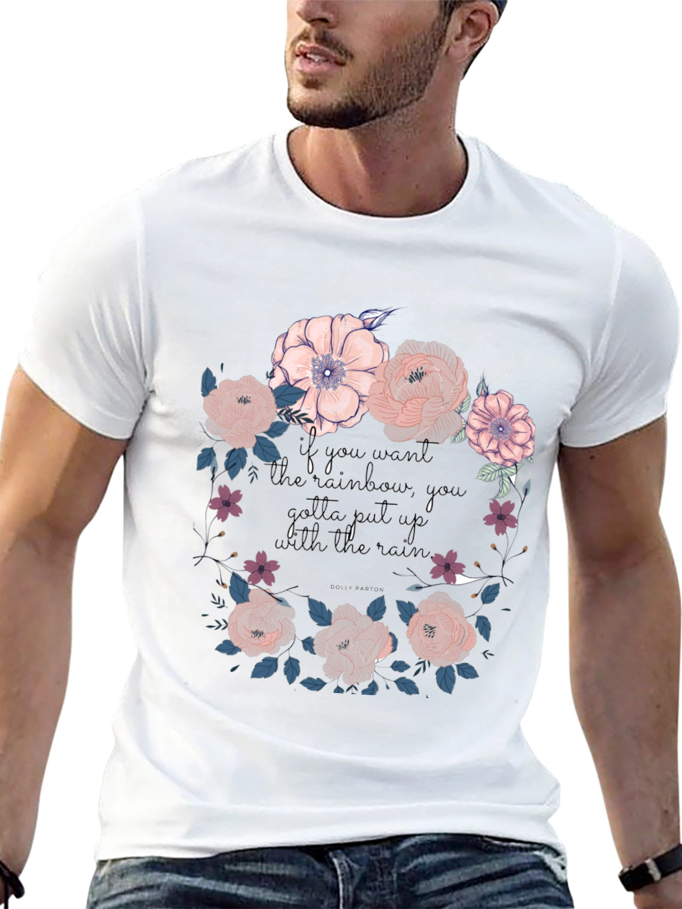 Floral Rainbow Graphic Tee - Unisex Black T-Shirt