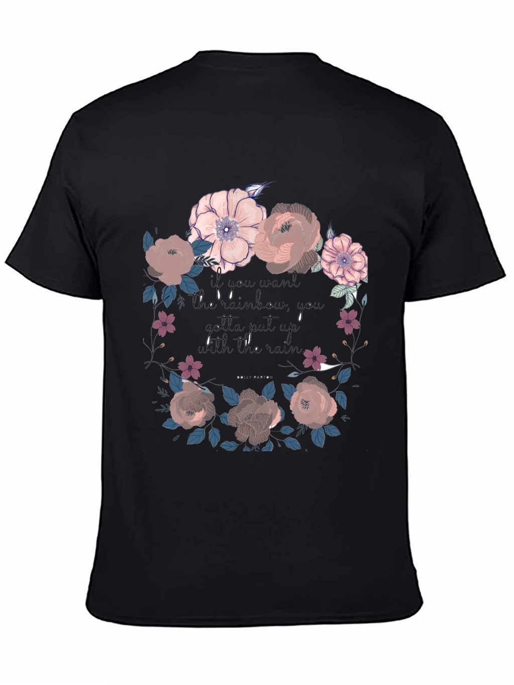Floral Rainbow Graphic Tee - Unisex Black T-Shirt