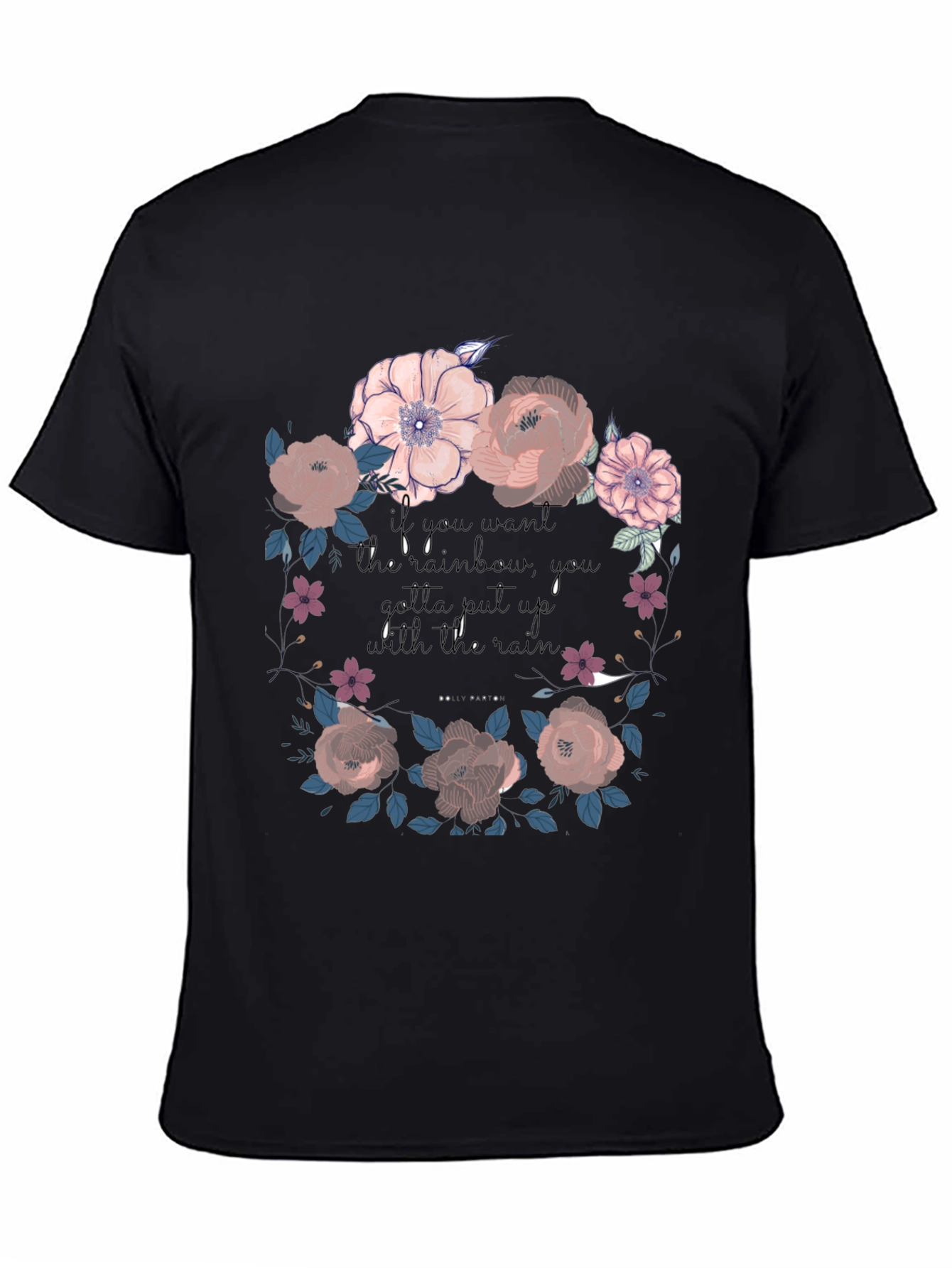 Floral Rainbow Graphic Tee - Unisex Black T-Shirt