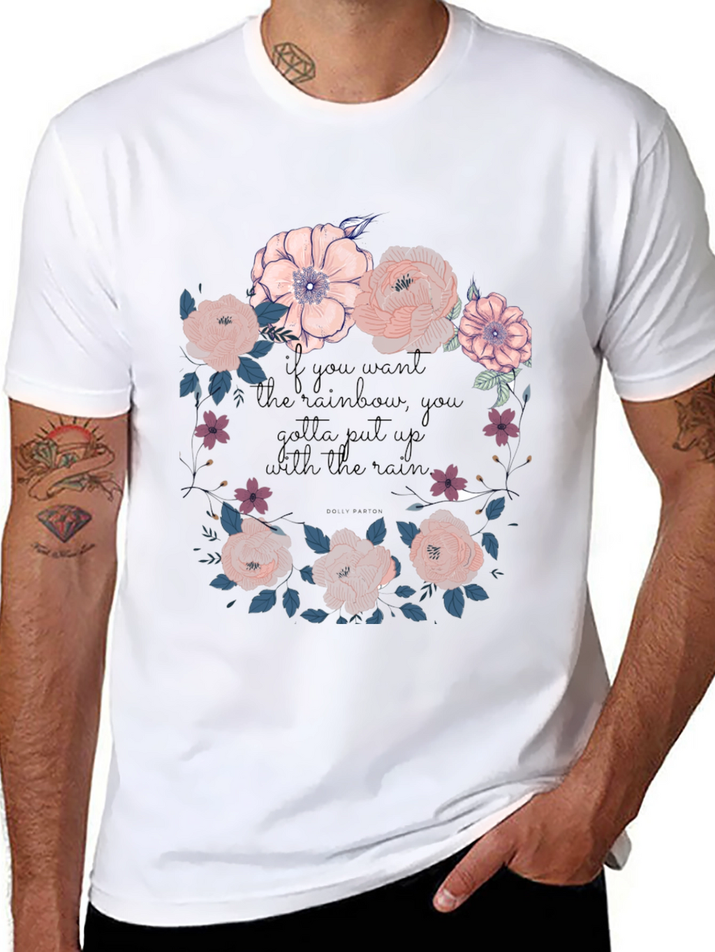 Floral Rainbow Graphic Tee - Unisex Black T-Shirt
