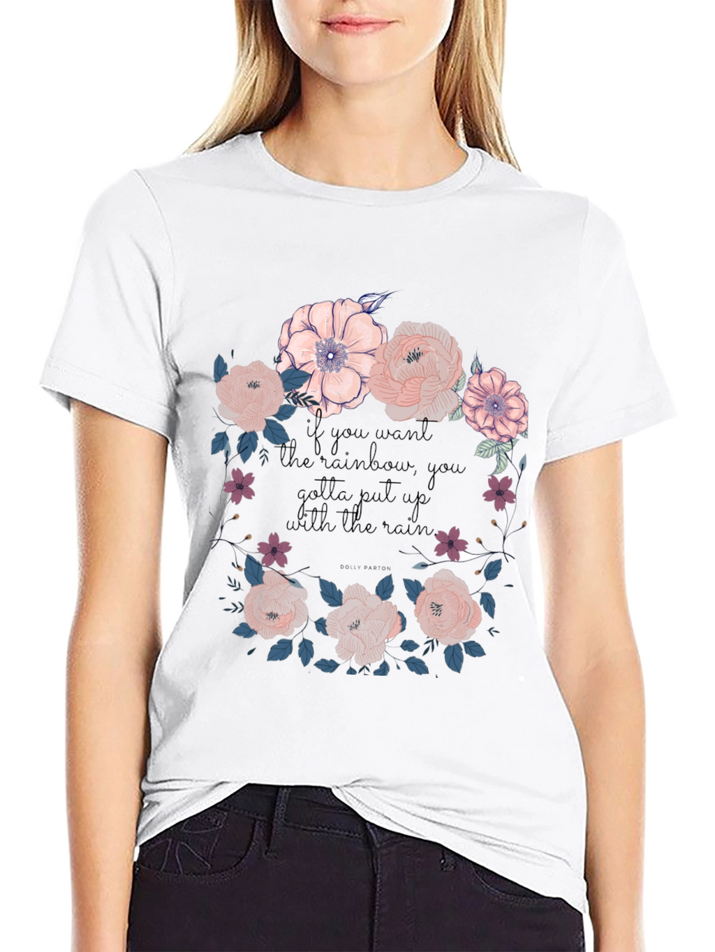 Floral Rainbow Graphic Tee - Unisex Black T-Shirt