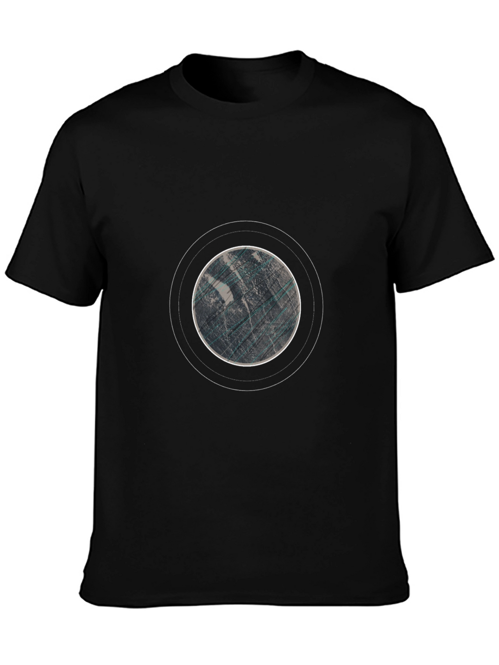 Abstract Planet Graphic Tee - Black