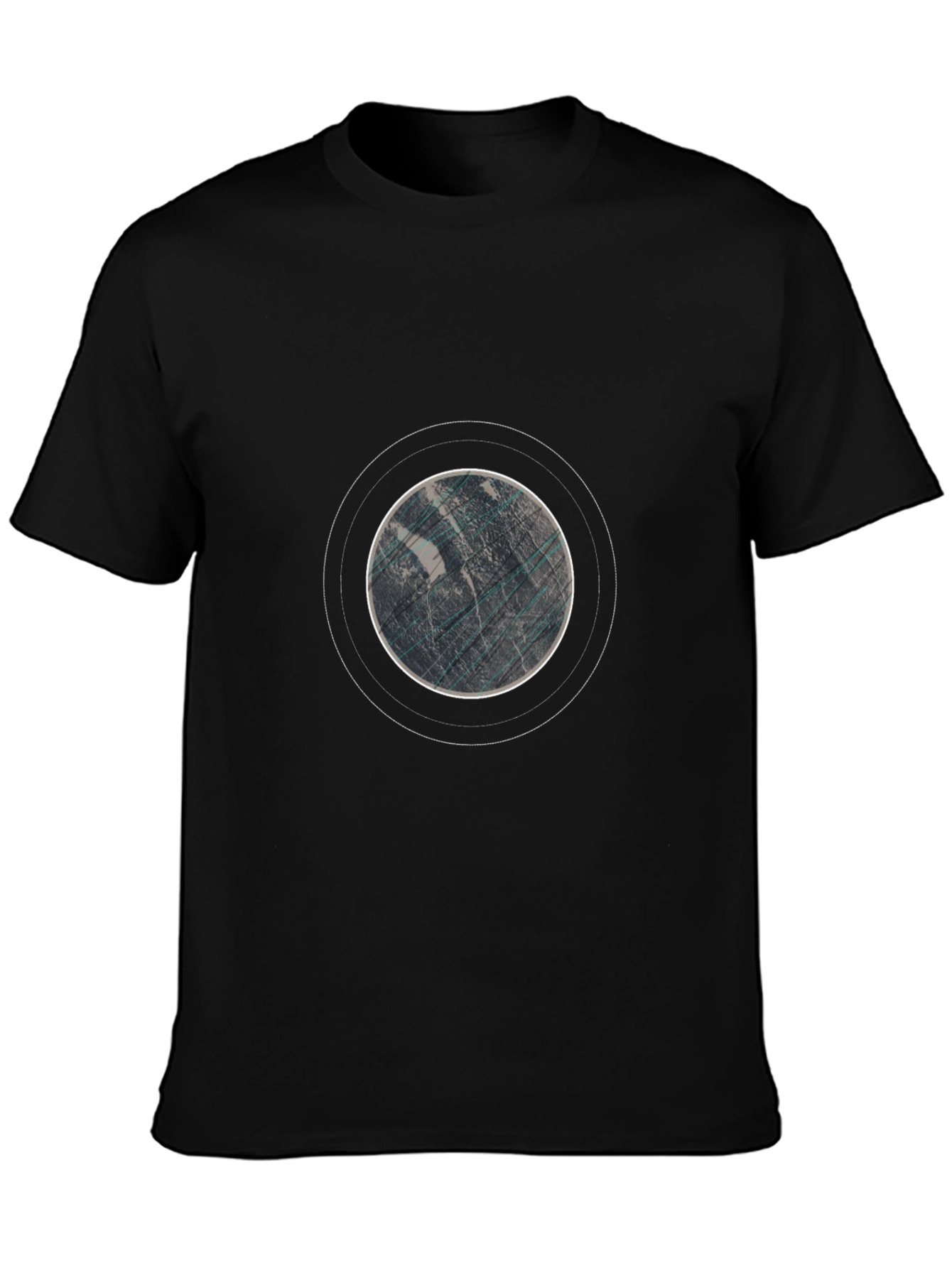 Abstract Planet Graphic Tee - Black