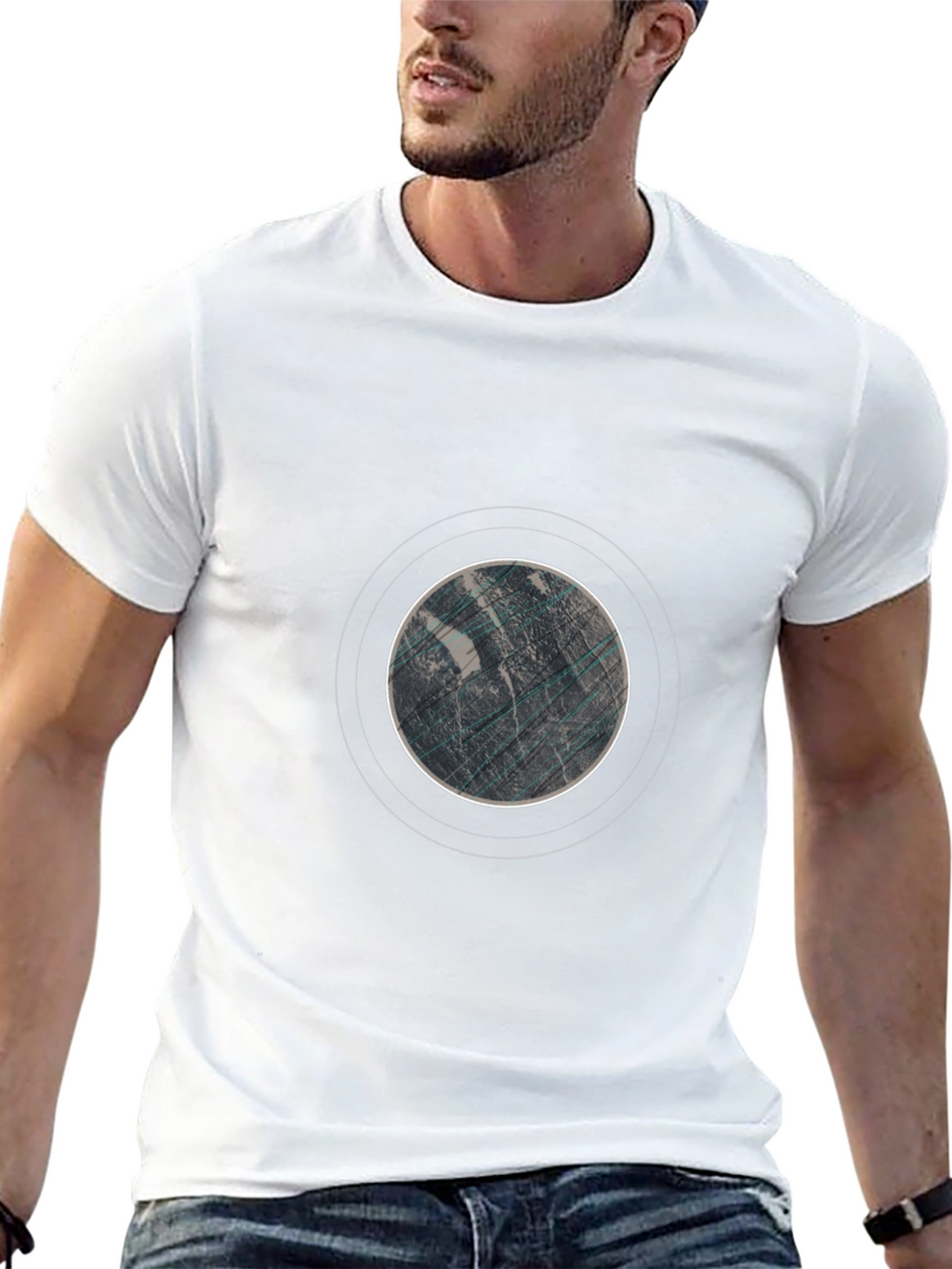 Abstract Planet Graphic Tee - Black