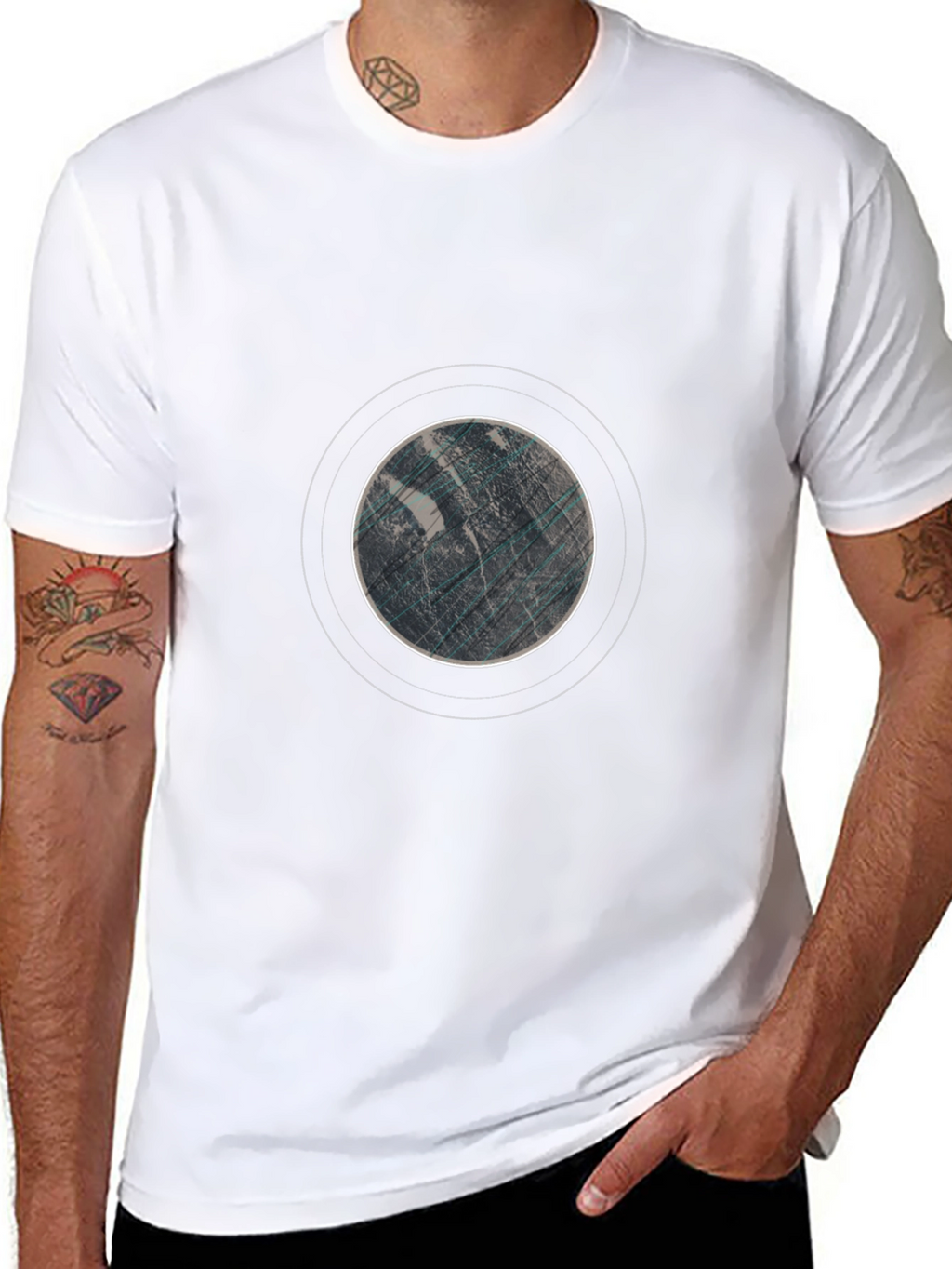 Abstract Planet Graphic Tee - Black
