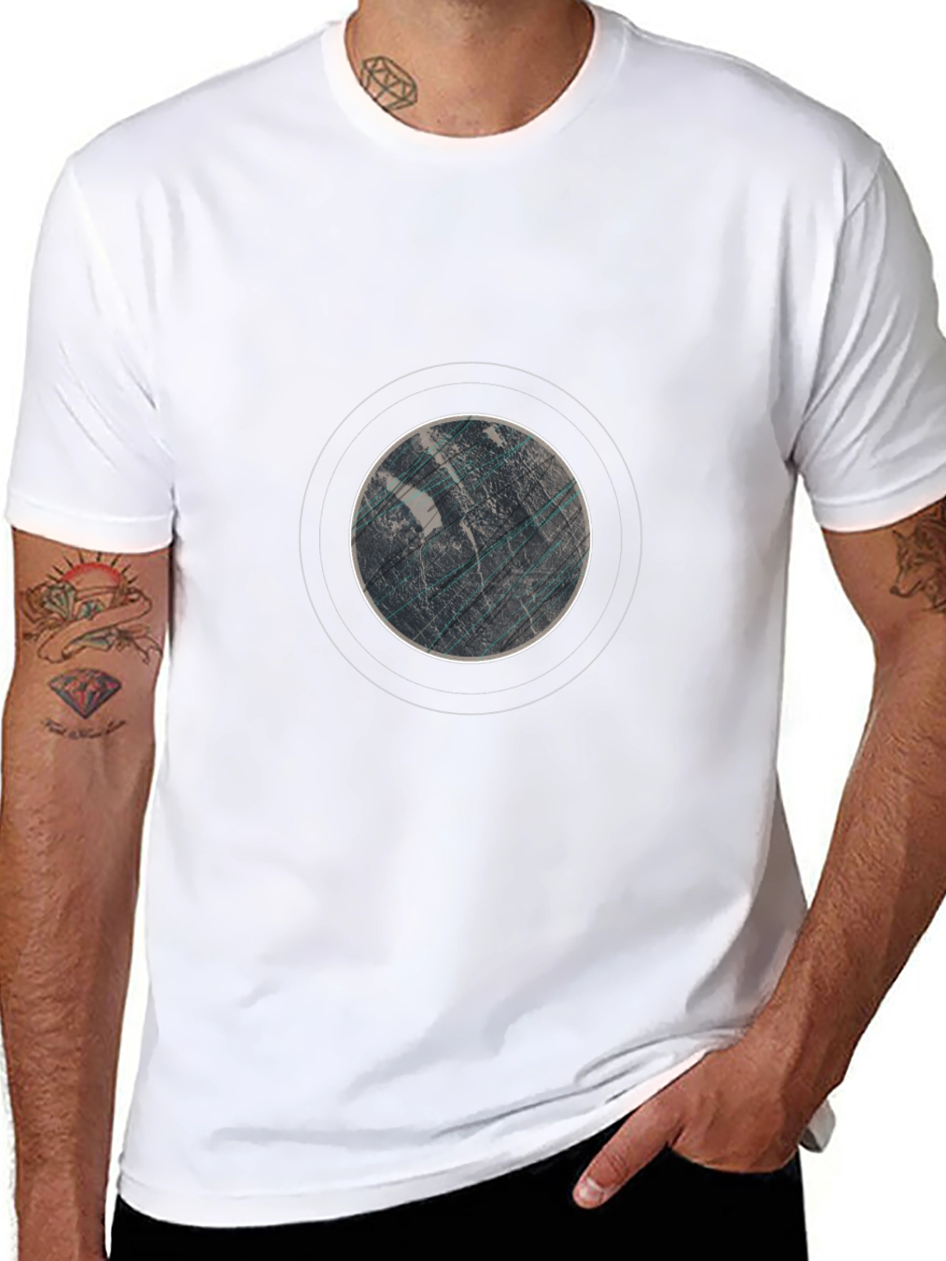 Abstract Planet Graphic Tee - Black