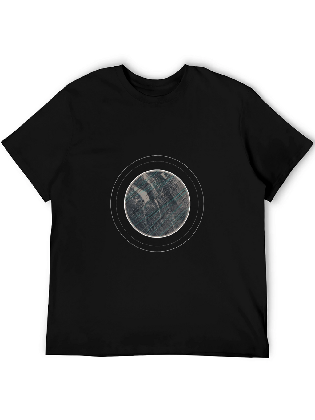 Abstract Planet Graphic Tee - Black