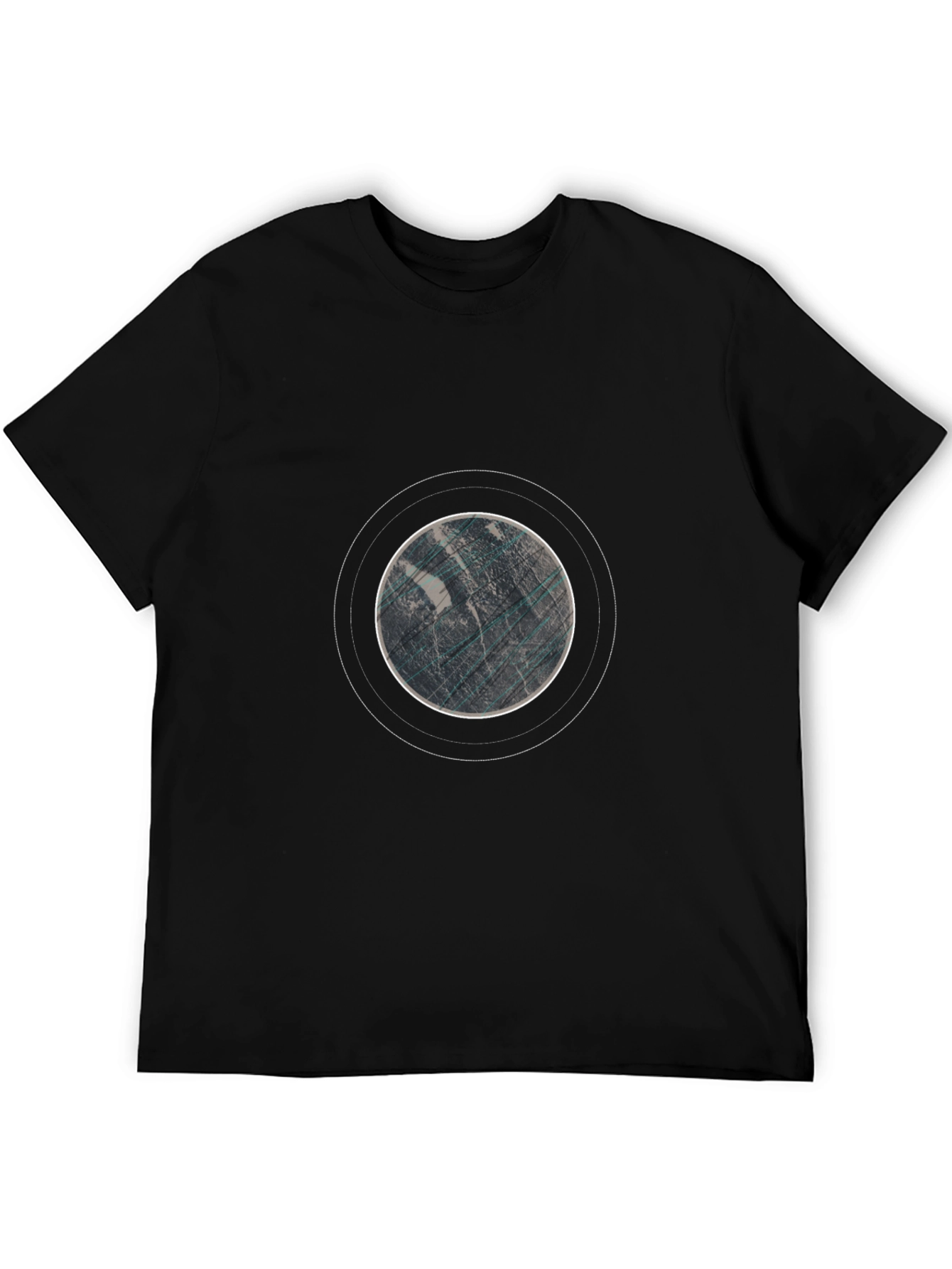 Abstract Planet Graphic Tee - Black