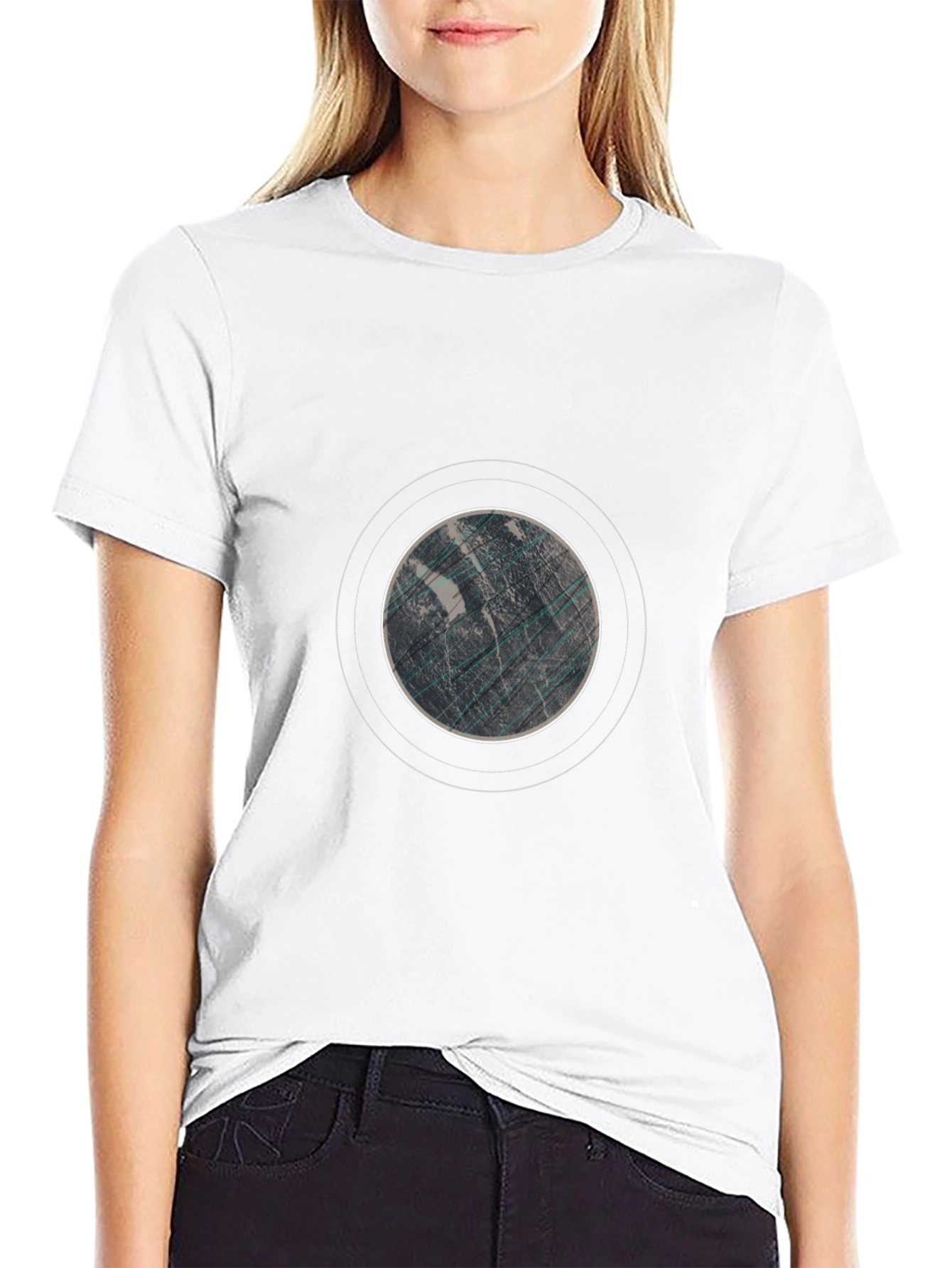 Abstract Planet Graphic Tee - Black