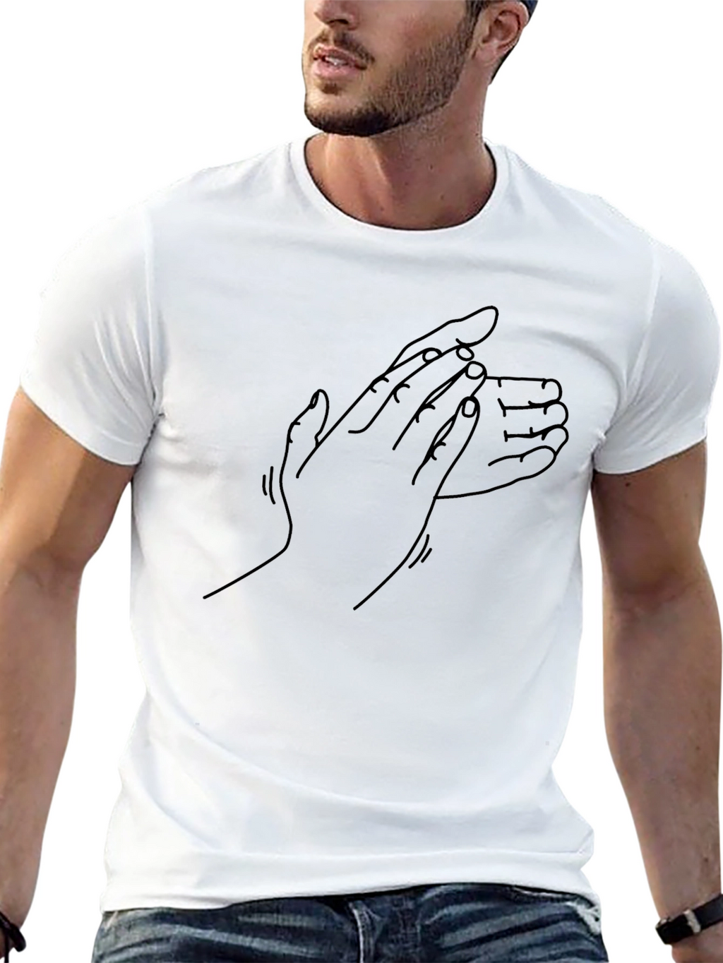 Clapping Hands Graphic Black T-Shirt