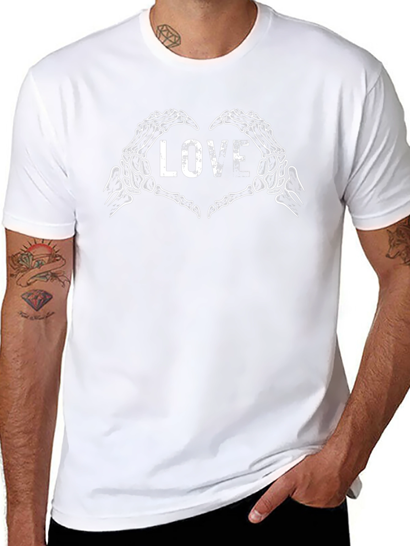 Skeleton Hands Love Graphic T-Shirt