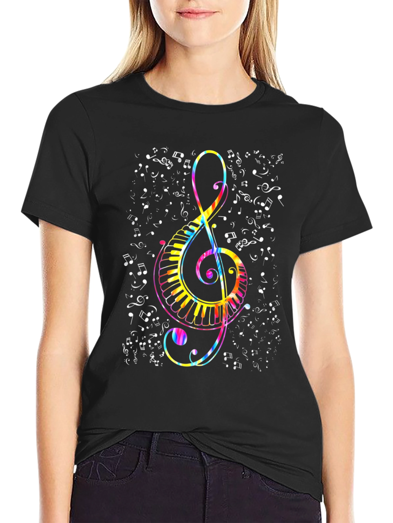 Colorful Music Clef & Piano Keys T-Shirt