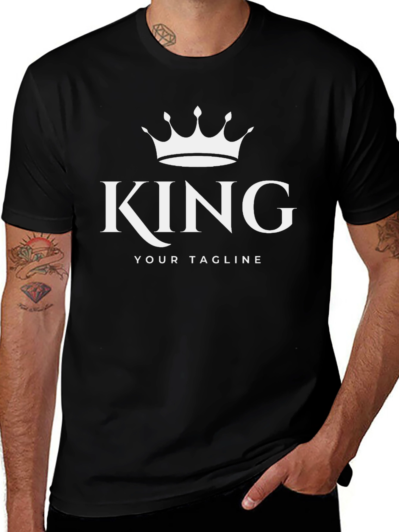 King Graphic Tee - Crown Print Black T-Shirt