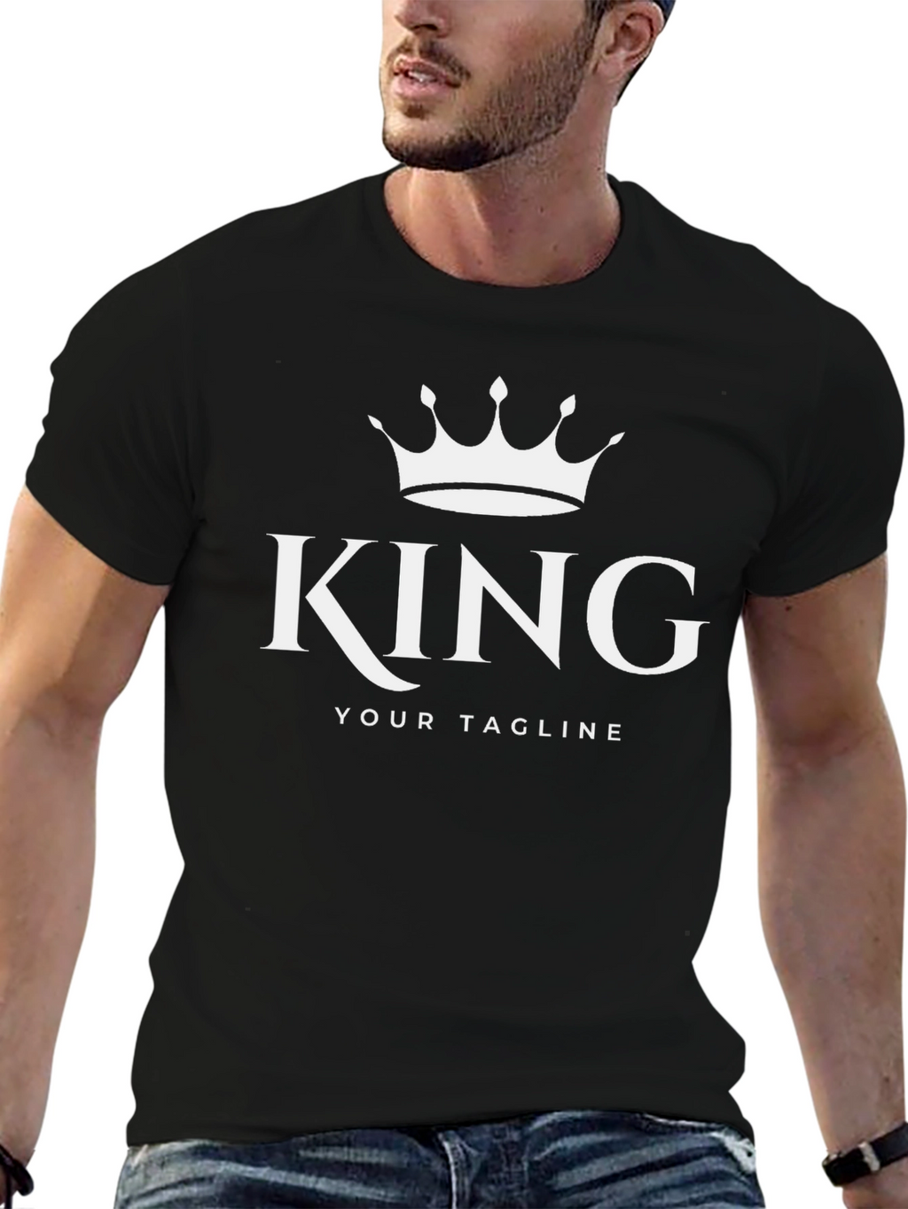 King Graphic Tee - Crown Print Black T-Shirt