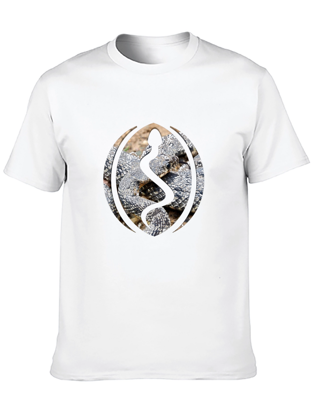 Snake Design Black Cotton T-Shirt