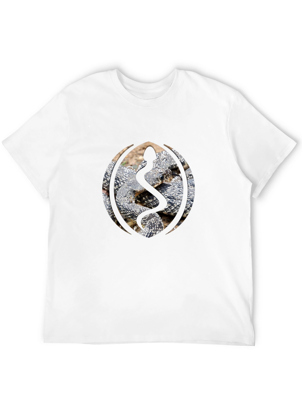 Snake Design Black Cotton T-Shirt
