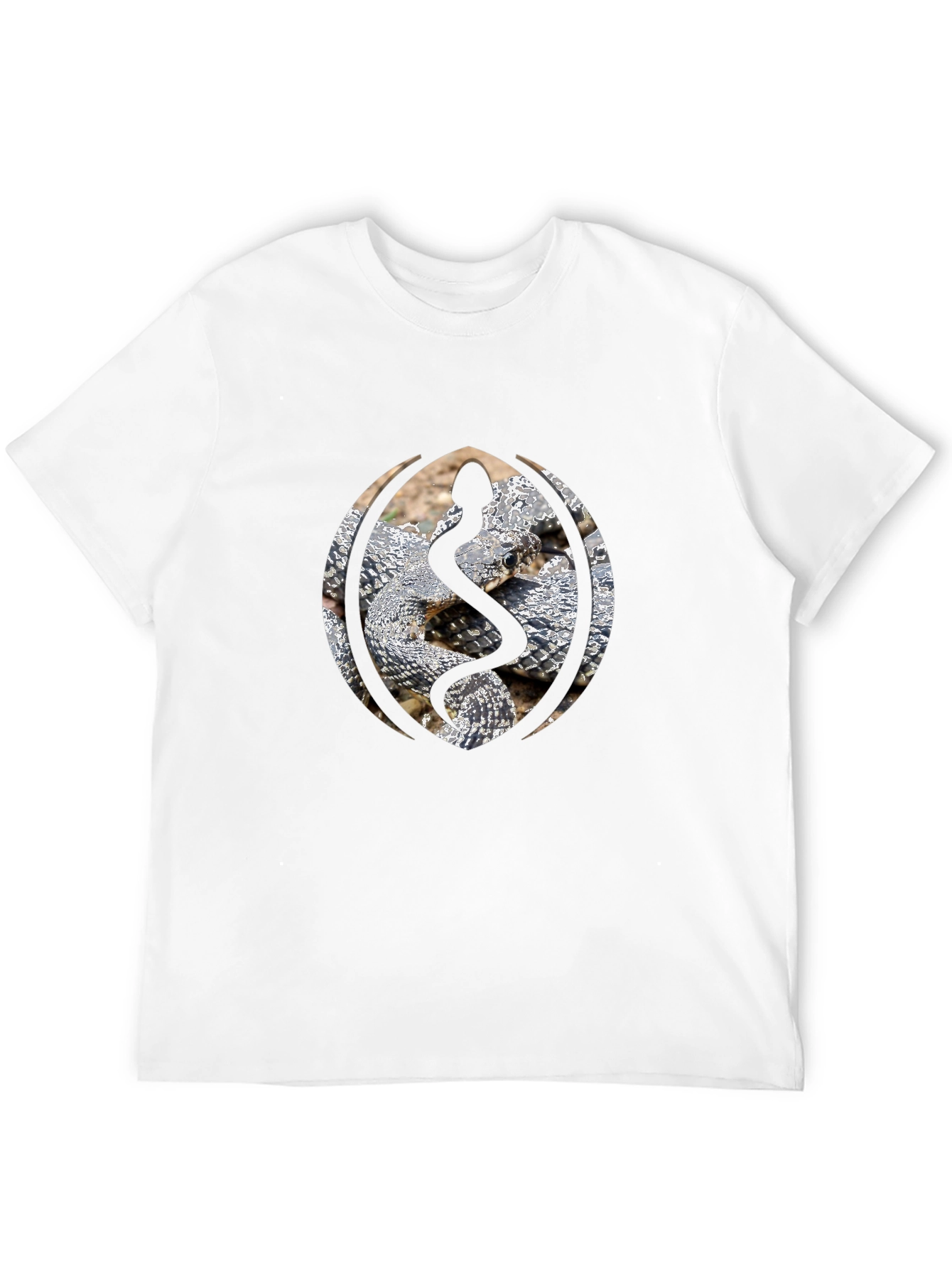 Snake Design Black Cotton T-Shirt
