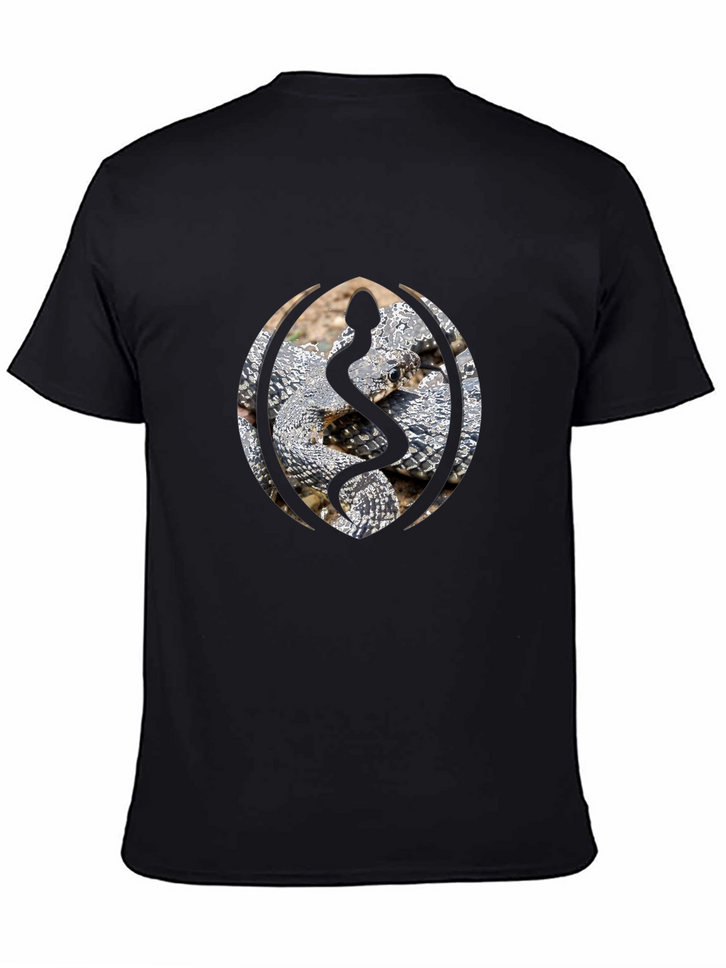 Snake Design Black Cotton T-Shirt