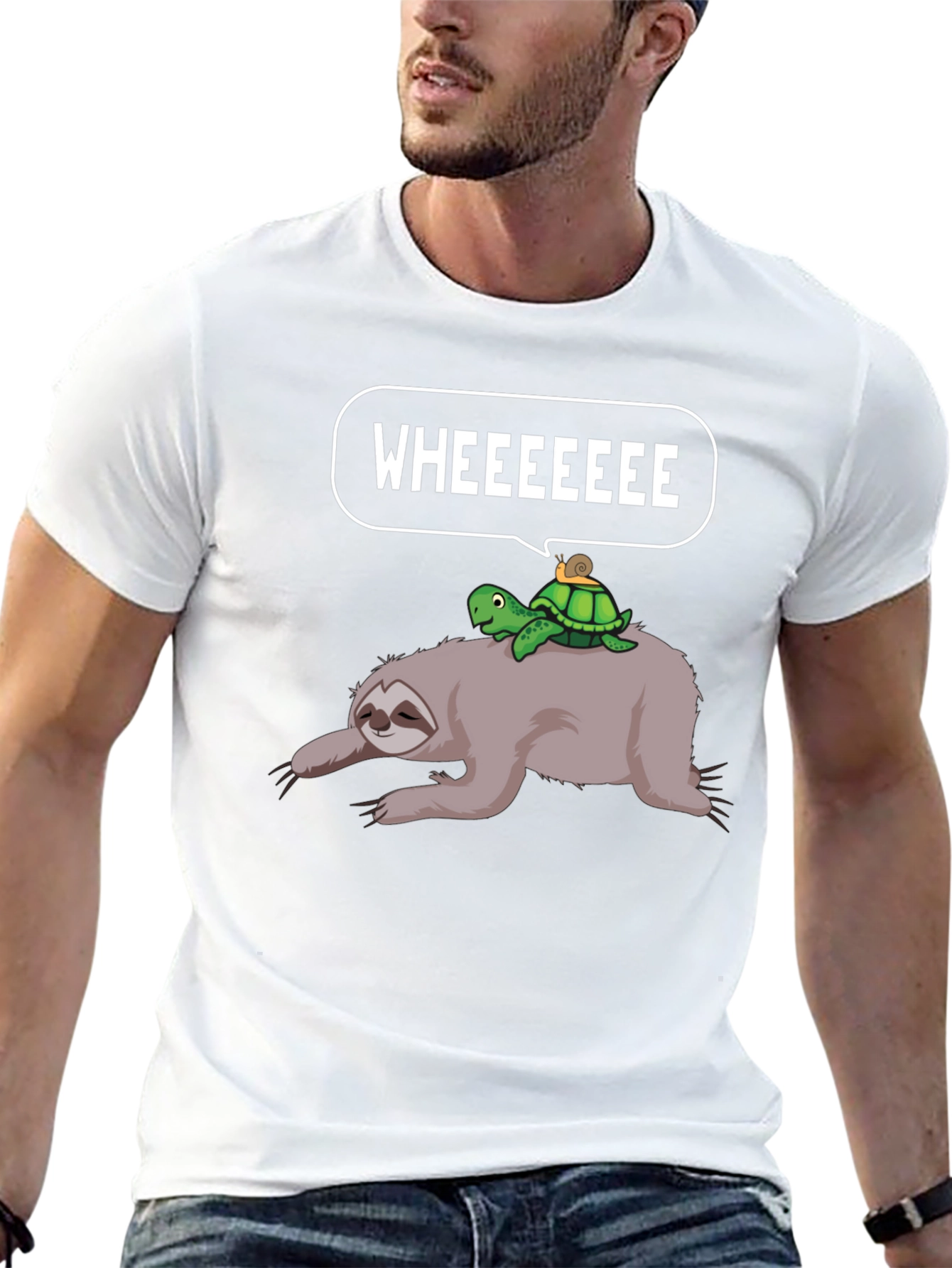 Sloth Turtle Snail Wheeee Graphic T-Shirt
