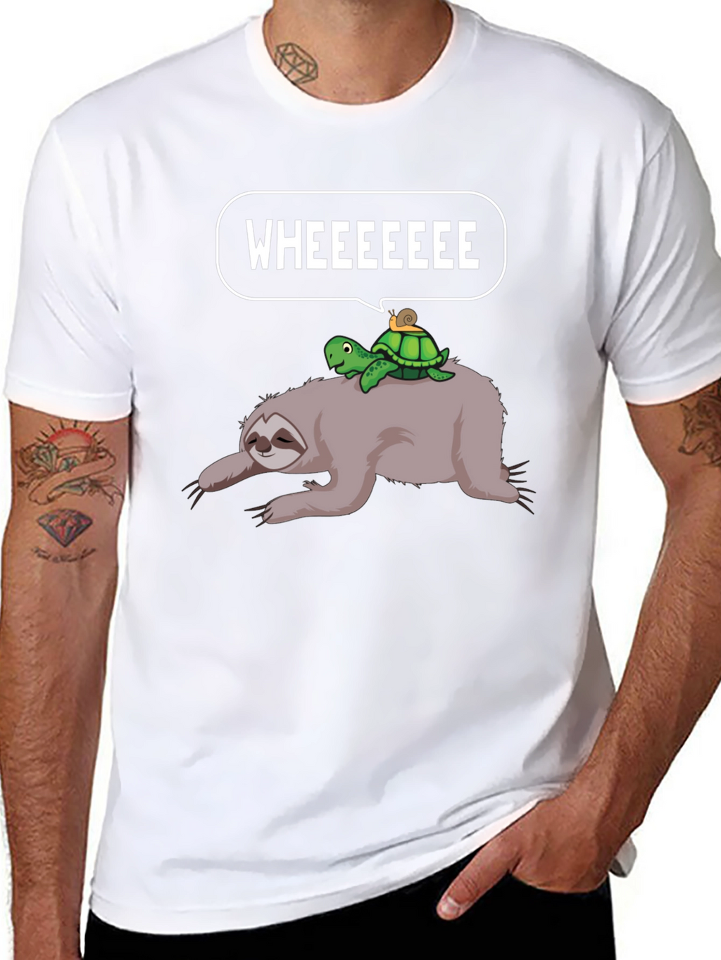 Sloth Turtle Snail Wheeee Graphic T-Shirt