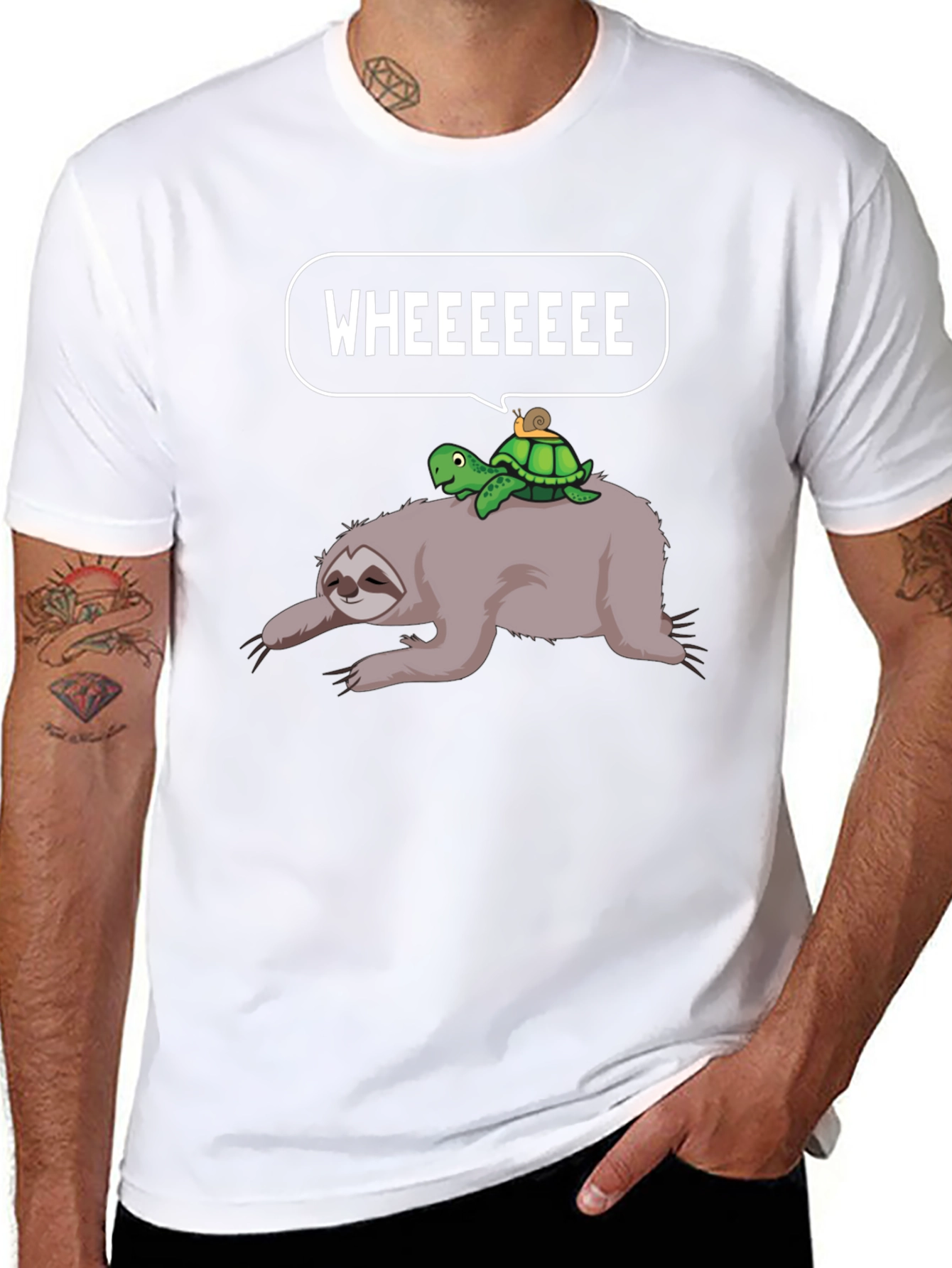 Sloth Turtle Snail Wheeee Graphic T-Shirt
