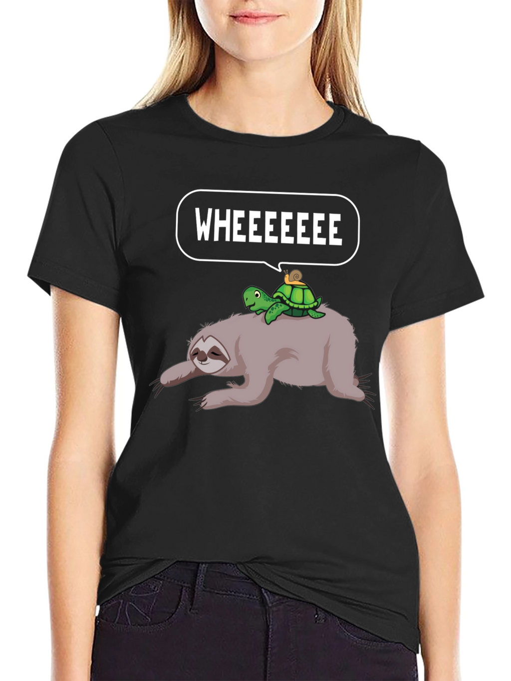 Sloth Turtle Snail Wheeee Graphic T-Shirt