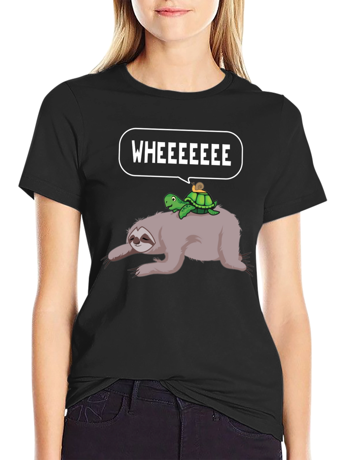 Sloth Turtle Snail Wheeee Graphic T-Shirt
