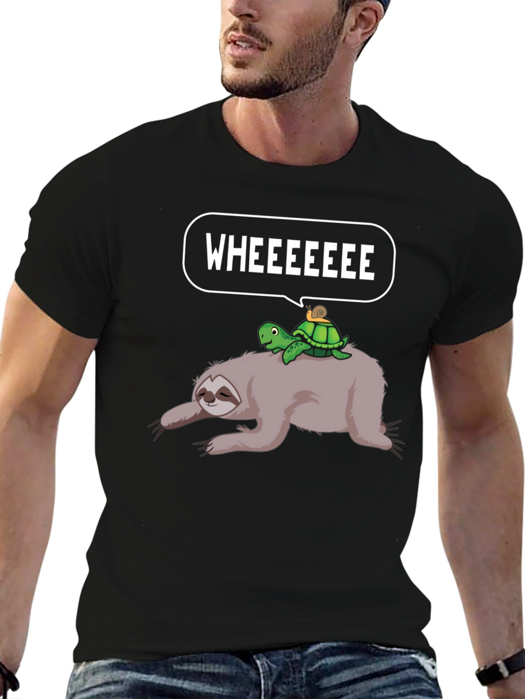 Sloth Turtle Snail Wheeee Graphic T-Shirt