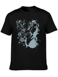 Stylish Graphic Print Black Cotton T-Shirt