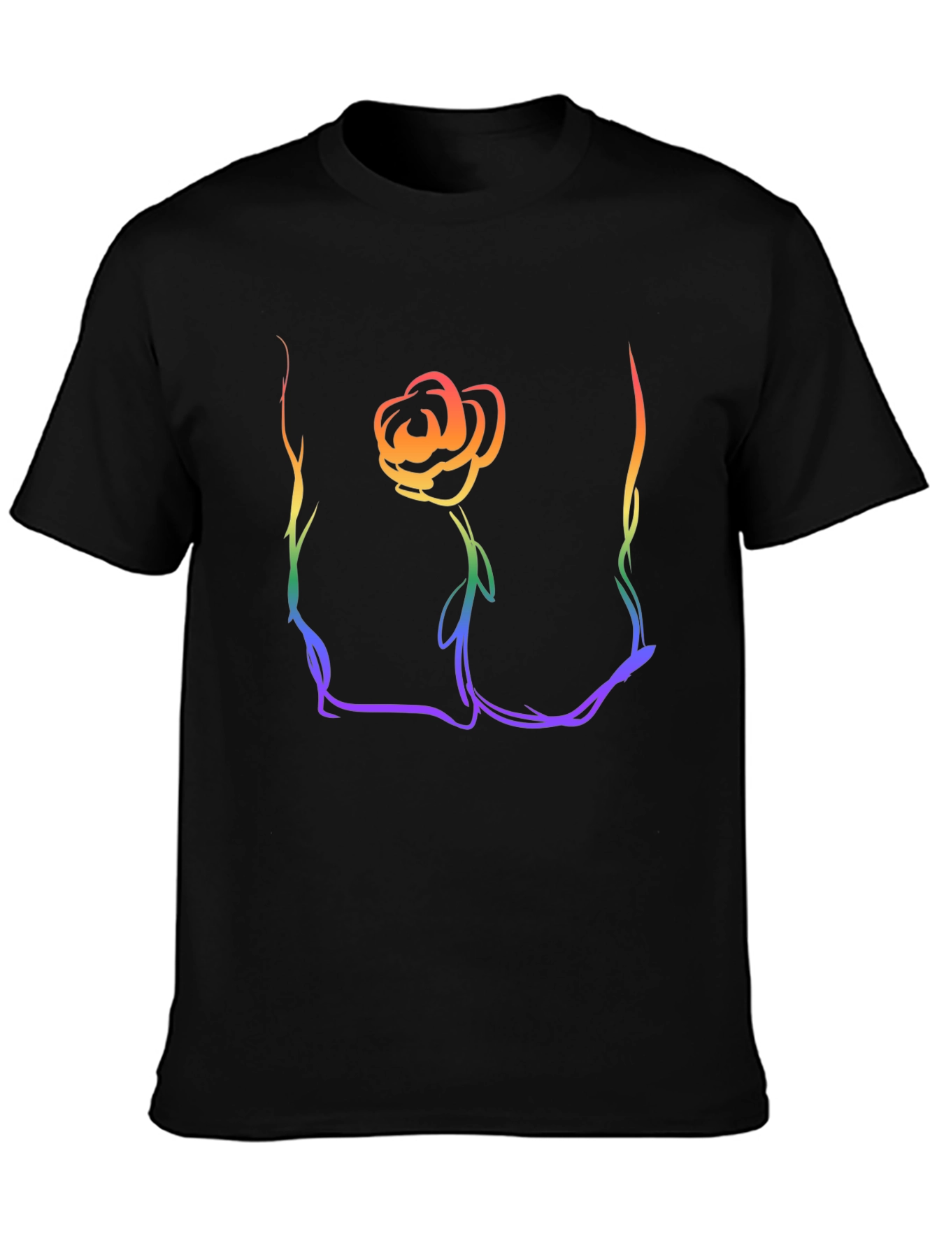 Rainbow Rose Graphic T-Shirt - Stylish Casual Wear