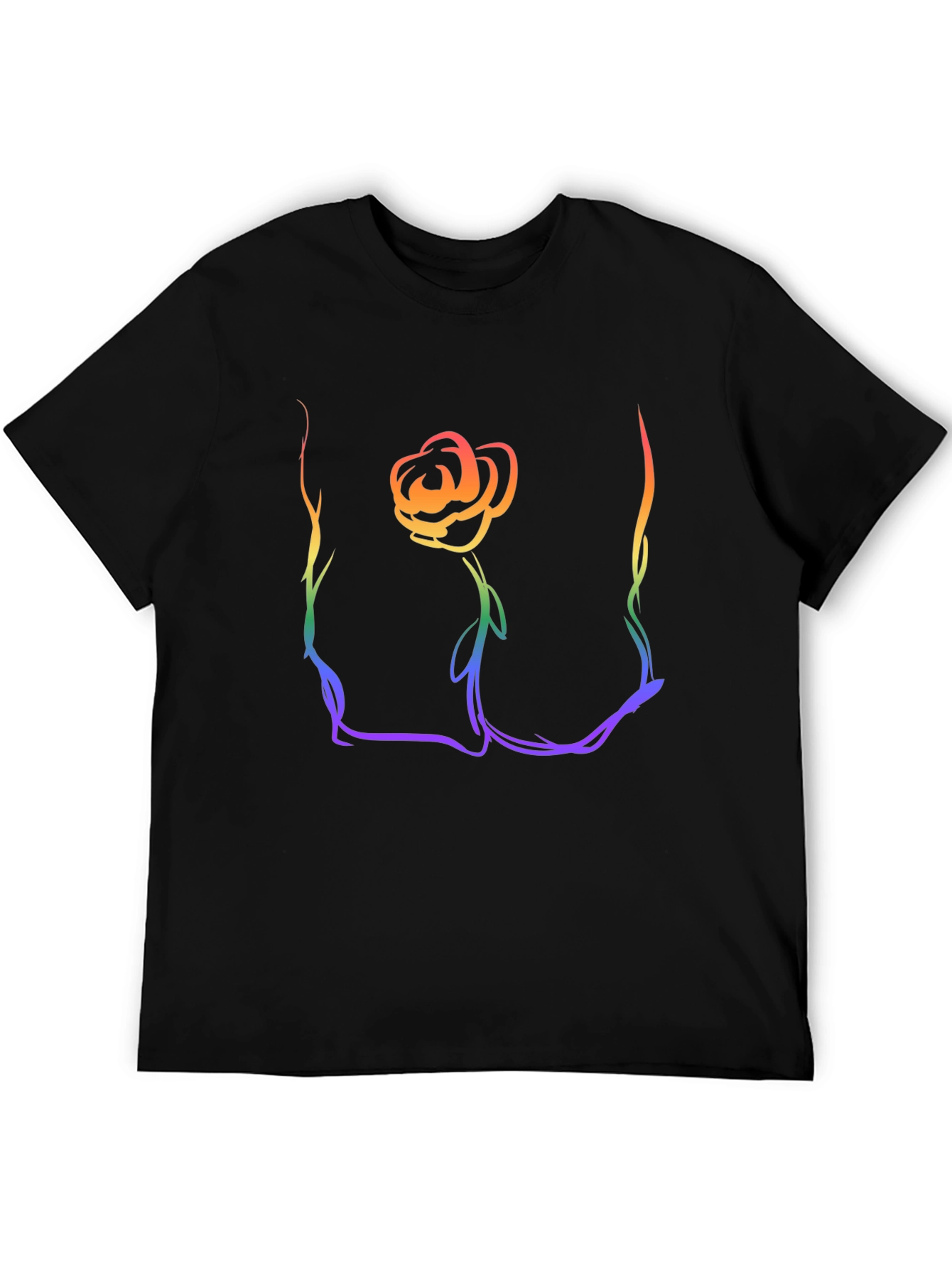 Rainbow Rose Graphic T-Shirt - Stylish Casual Wear