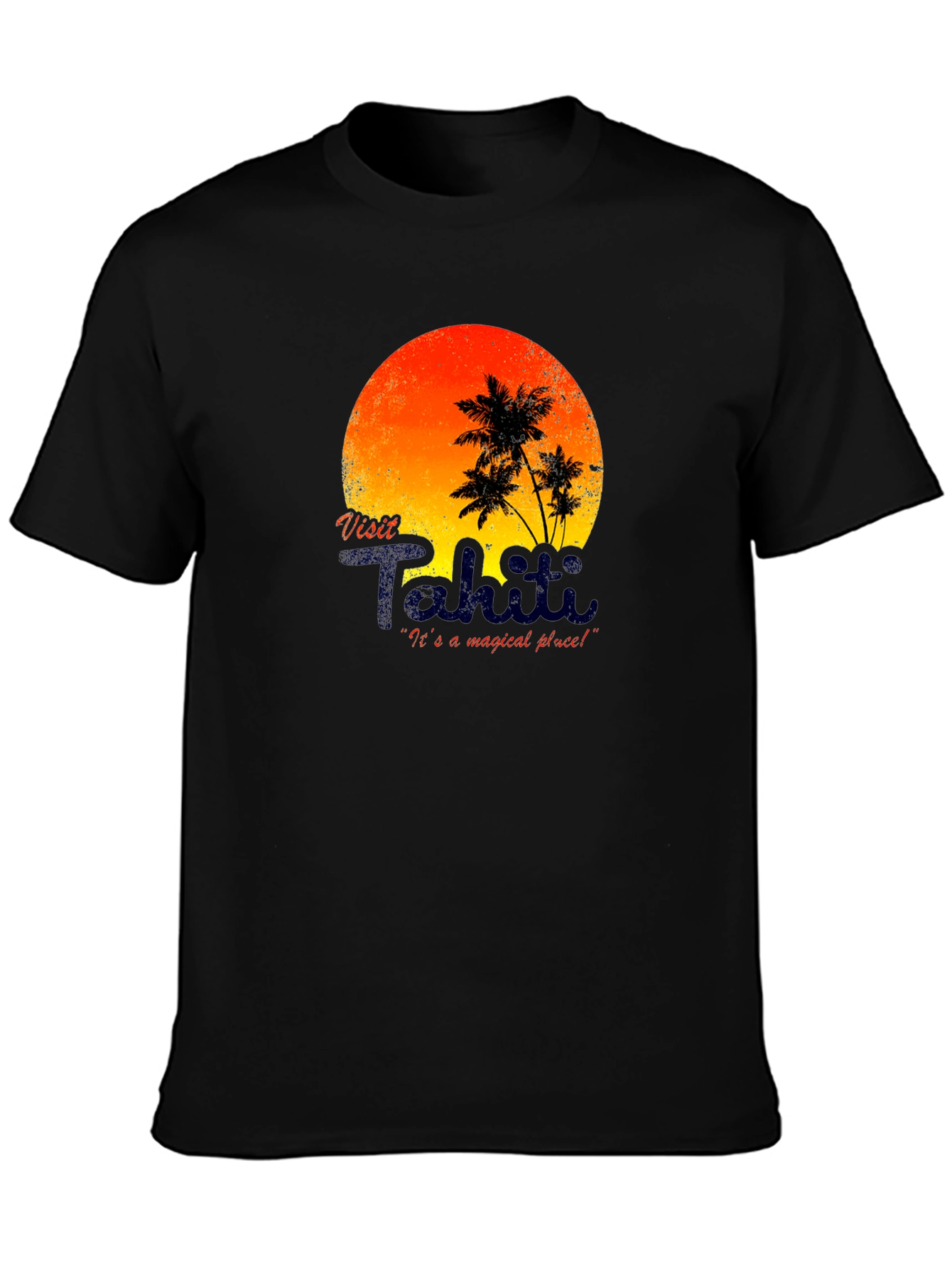 Visit Tahiti Graphic T-Shirt - Island Sunset Design