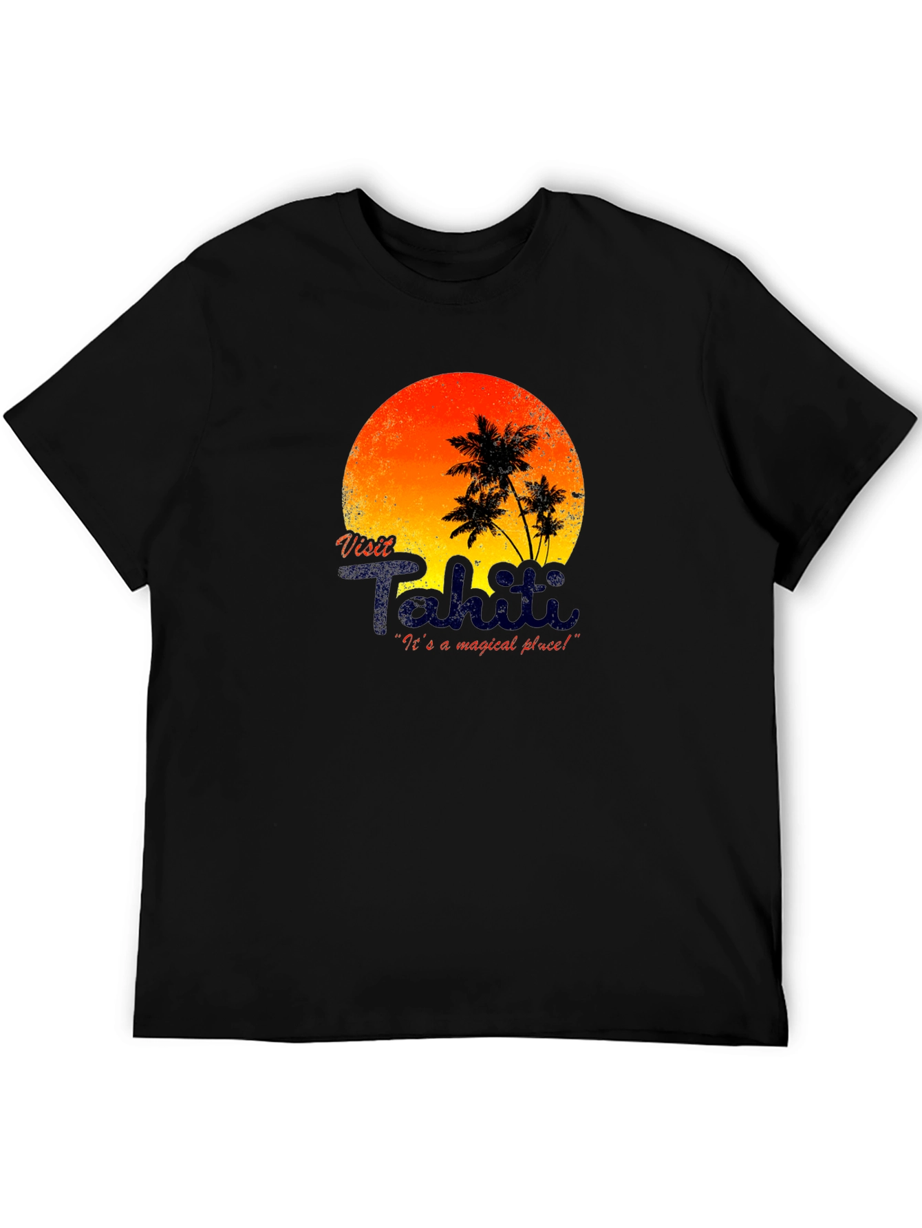 Visit Tahiti Graphic T-Shirt - Island Sunset Design
