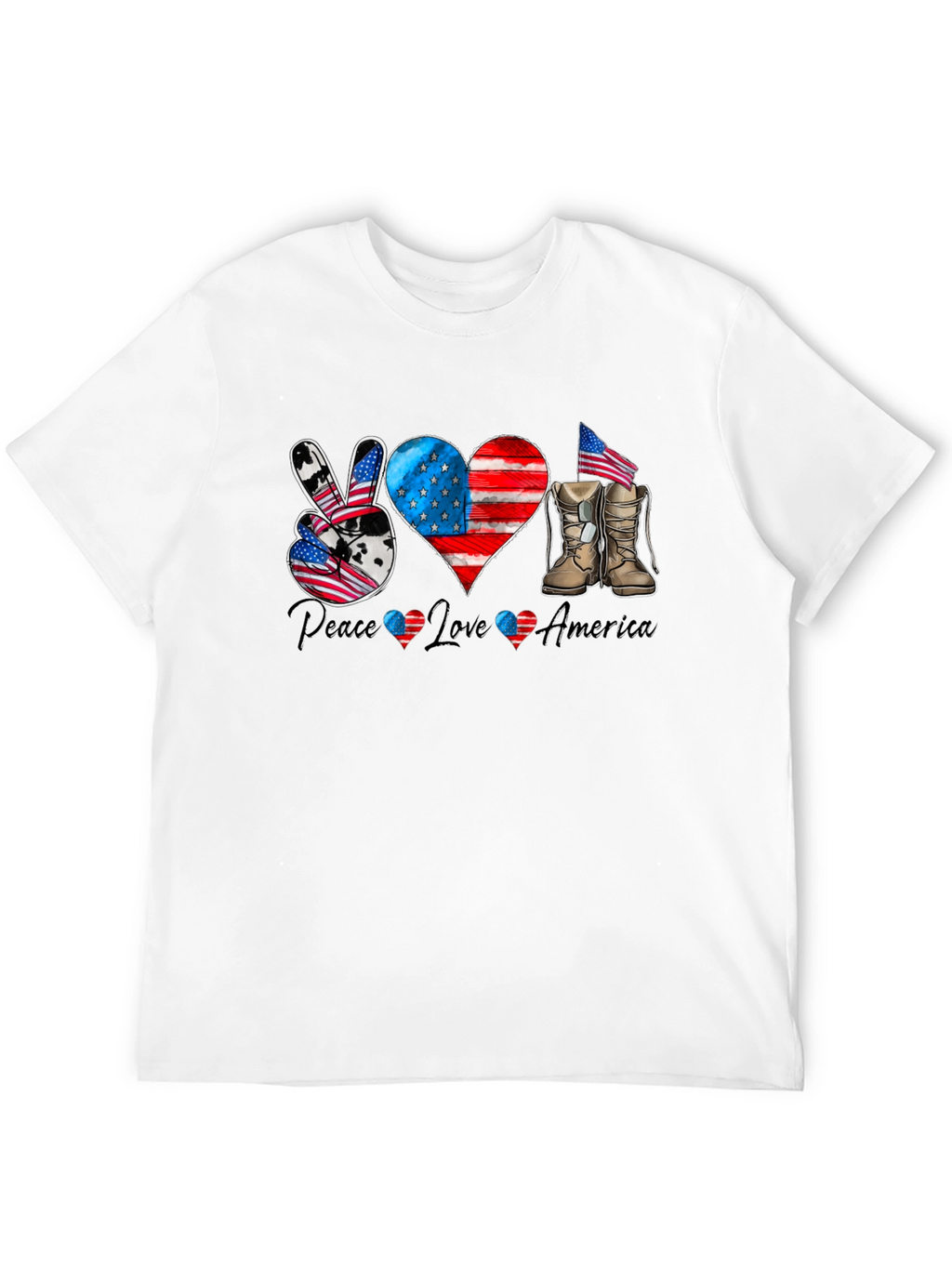 Patriotic Peace Love America Graphic T-Shirt