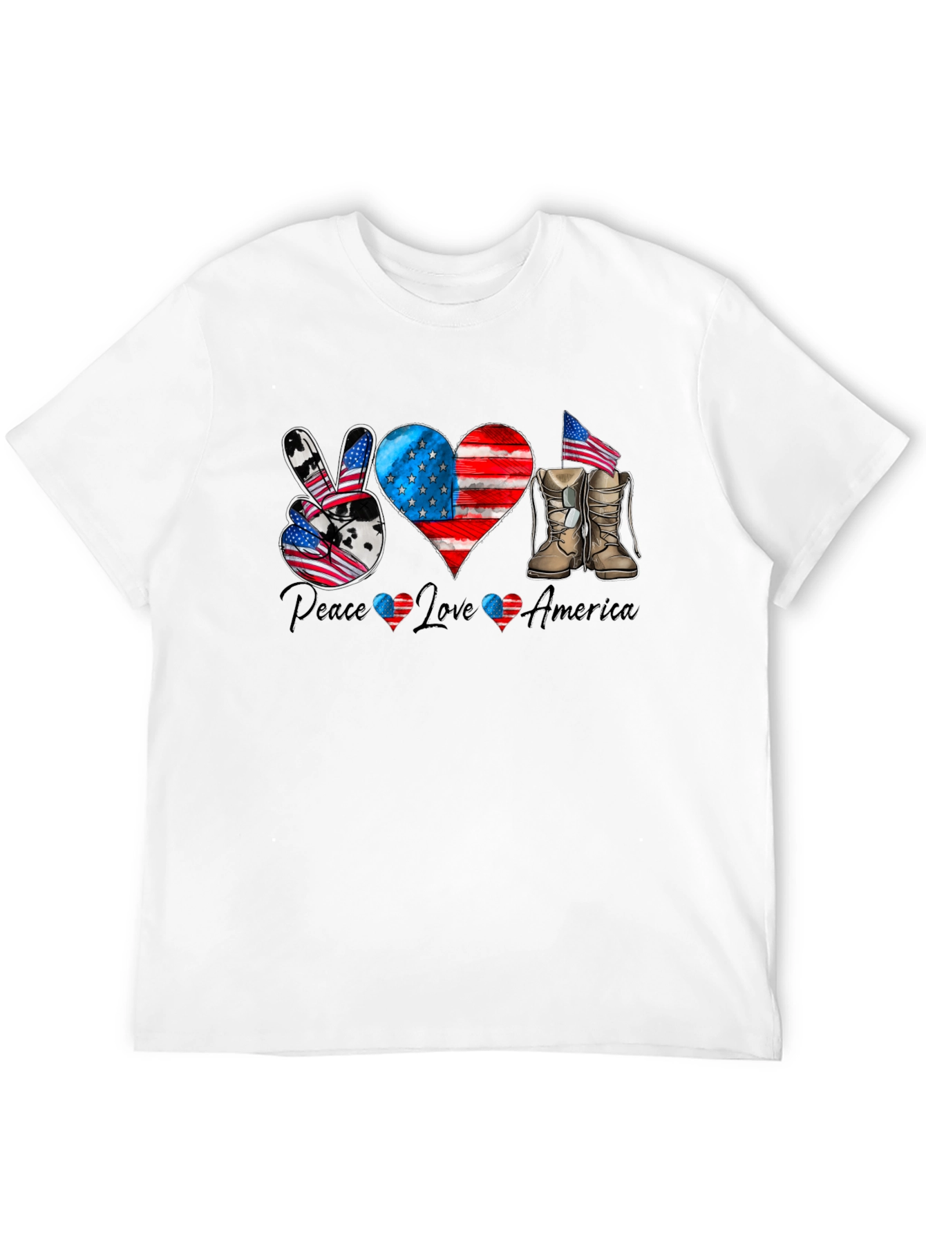Patriotic Peace Love America Graphic T-Shirt