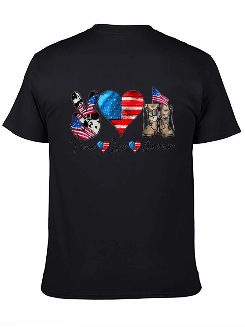 Patriotic Peace Love America Graphic T-Shirt